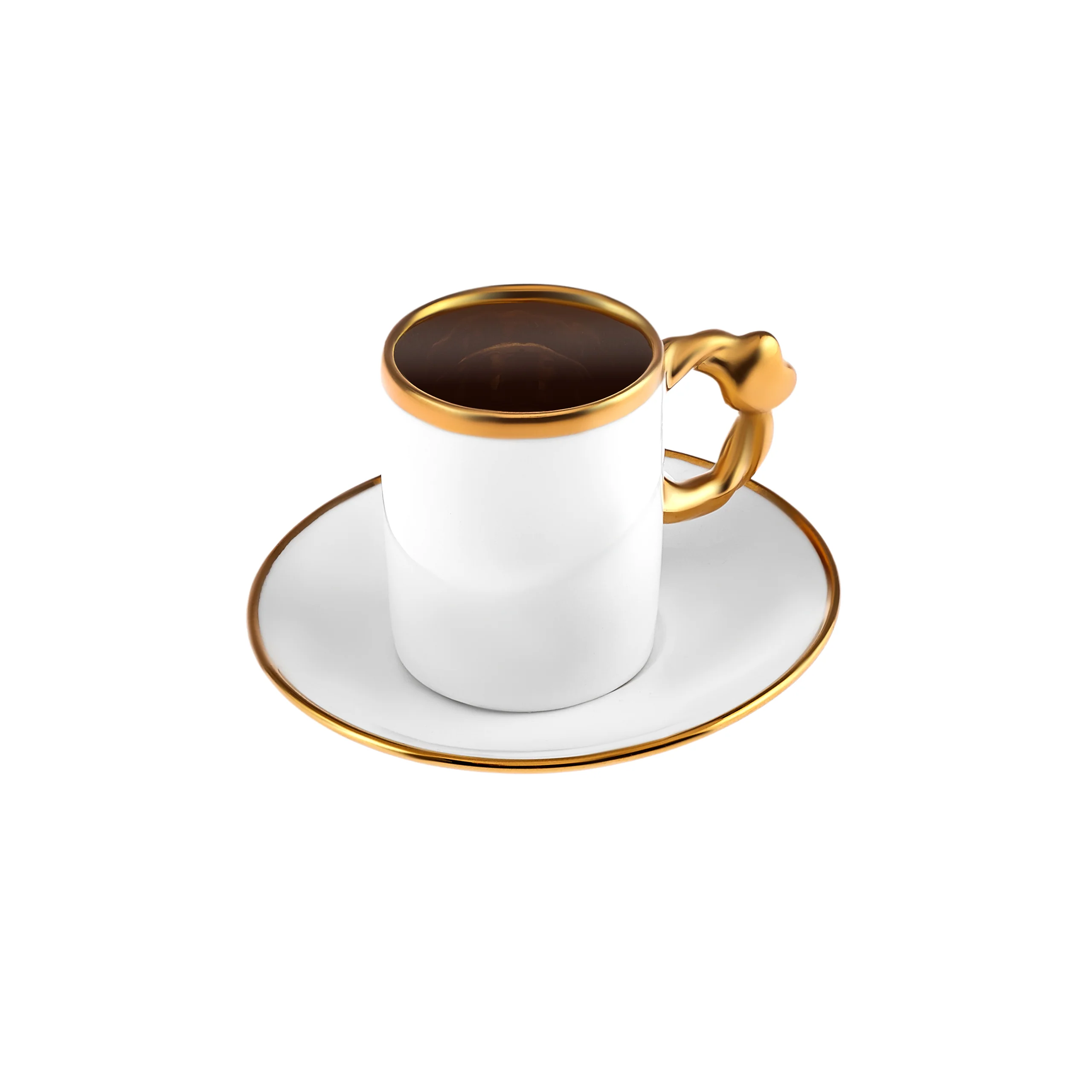 Karaca Heart-Shaped 12-Piece Bone China Espresso Turkish Coffee Cup Set for 6 People, 80ml, White - Image 5