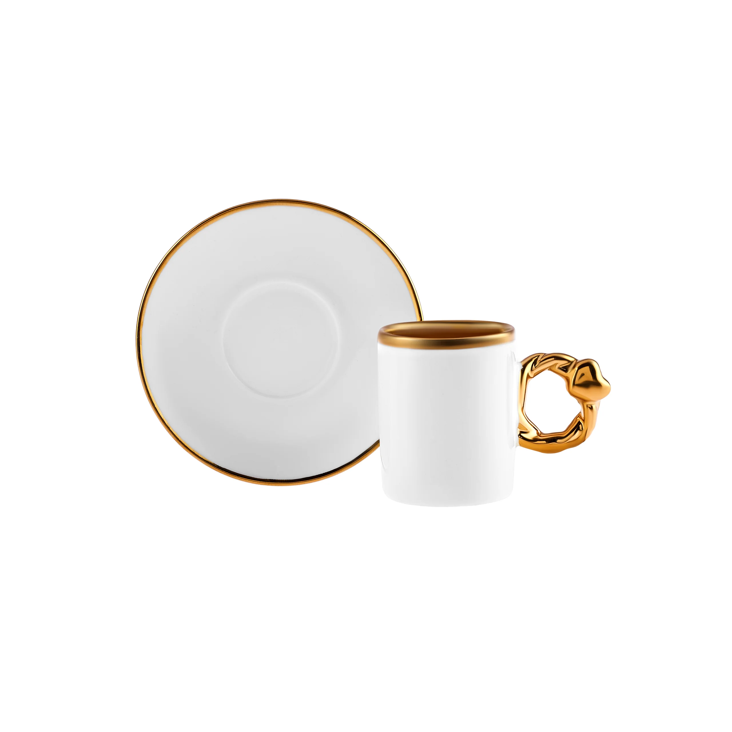 Karaca Heart-Shaped 12-Piece Bone China Espresso Turkish Coffee Cup Set for 6 People, 80ml, White - Image 6