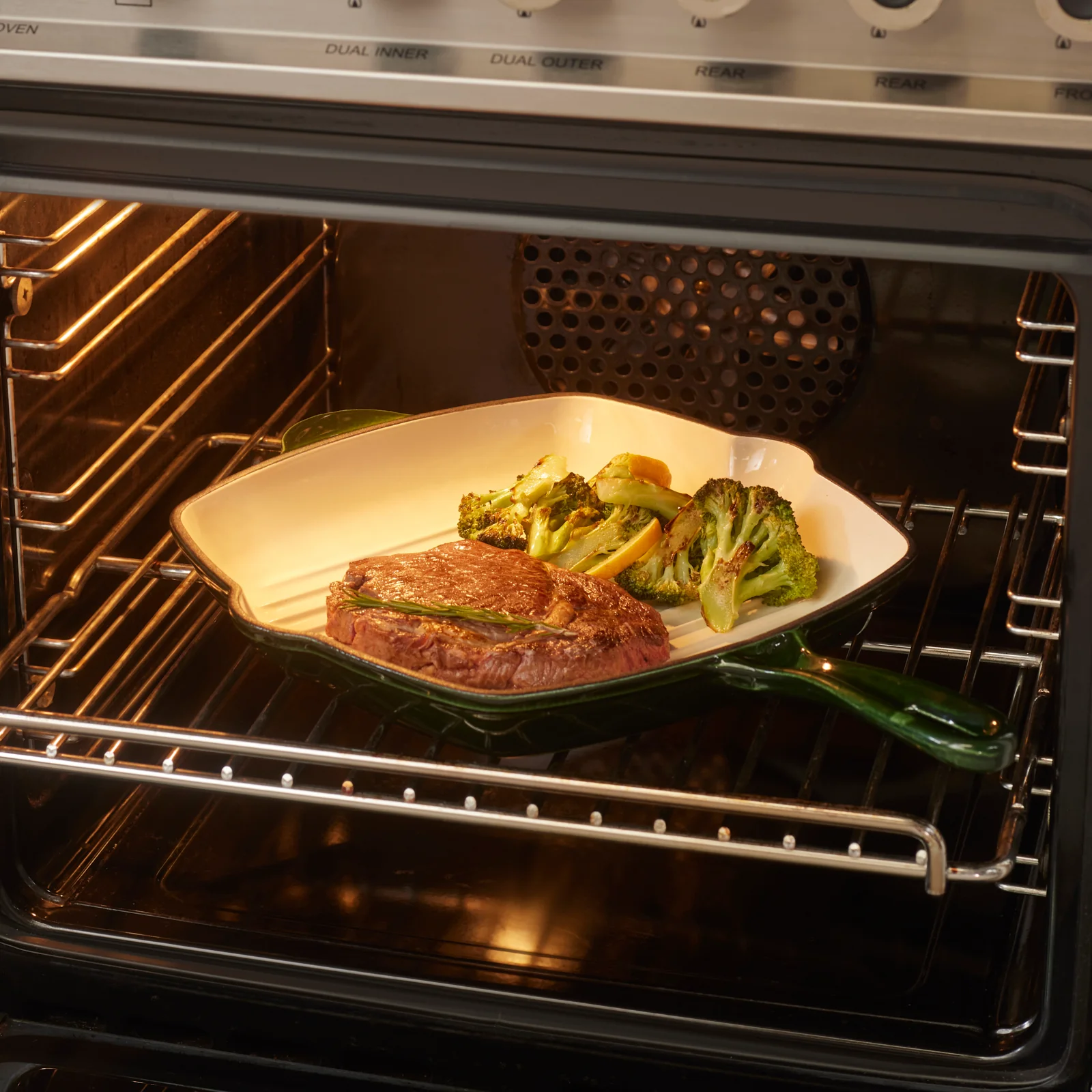 Karaca Heritage Enamelled Cast Iron Grill Pan, 26 cm, Green - Image 5