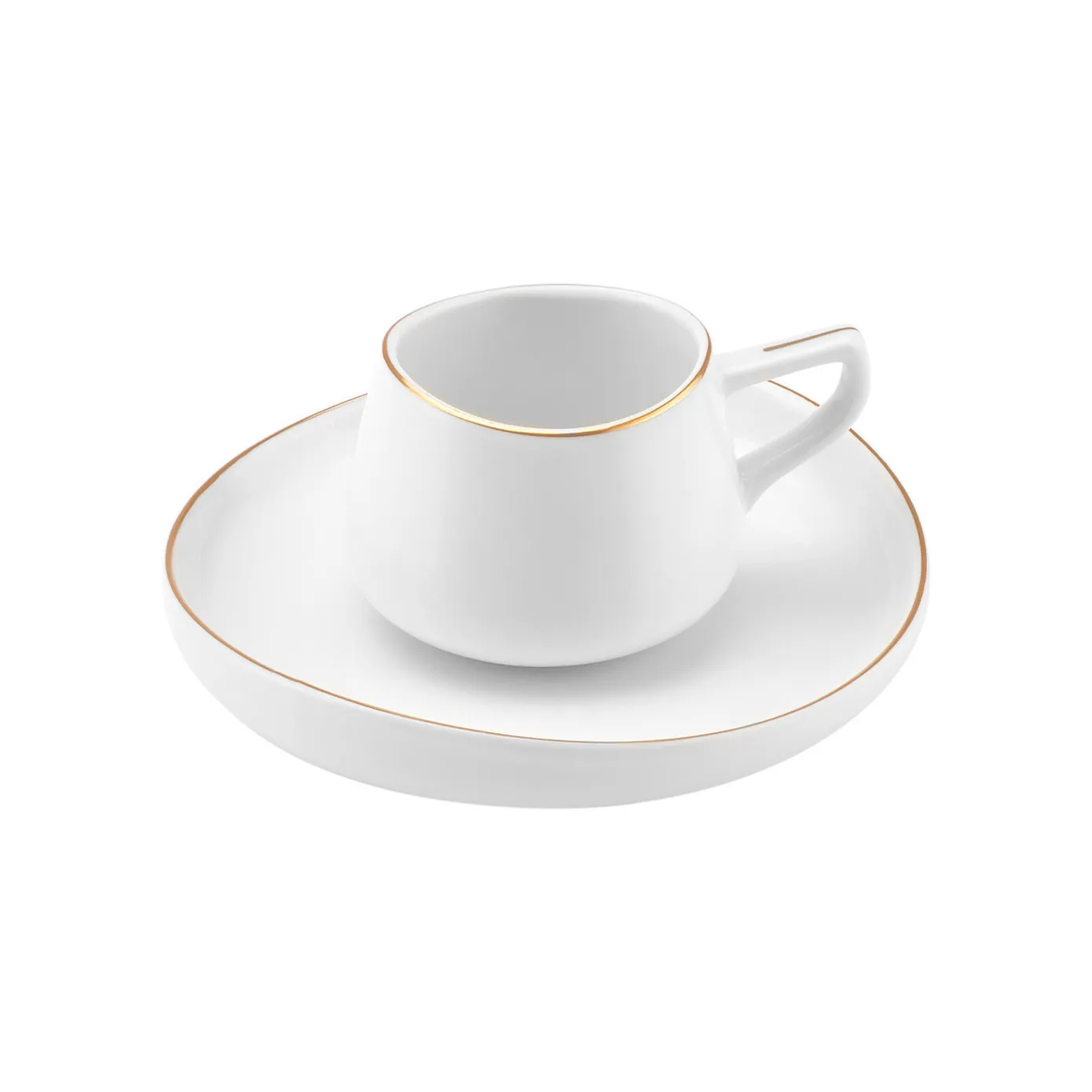 Karaca Hole 12-Piece Porcelain Espresso Turkish Coffee Cup Set for 6 People, 90ml, Gold White - Image 3