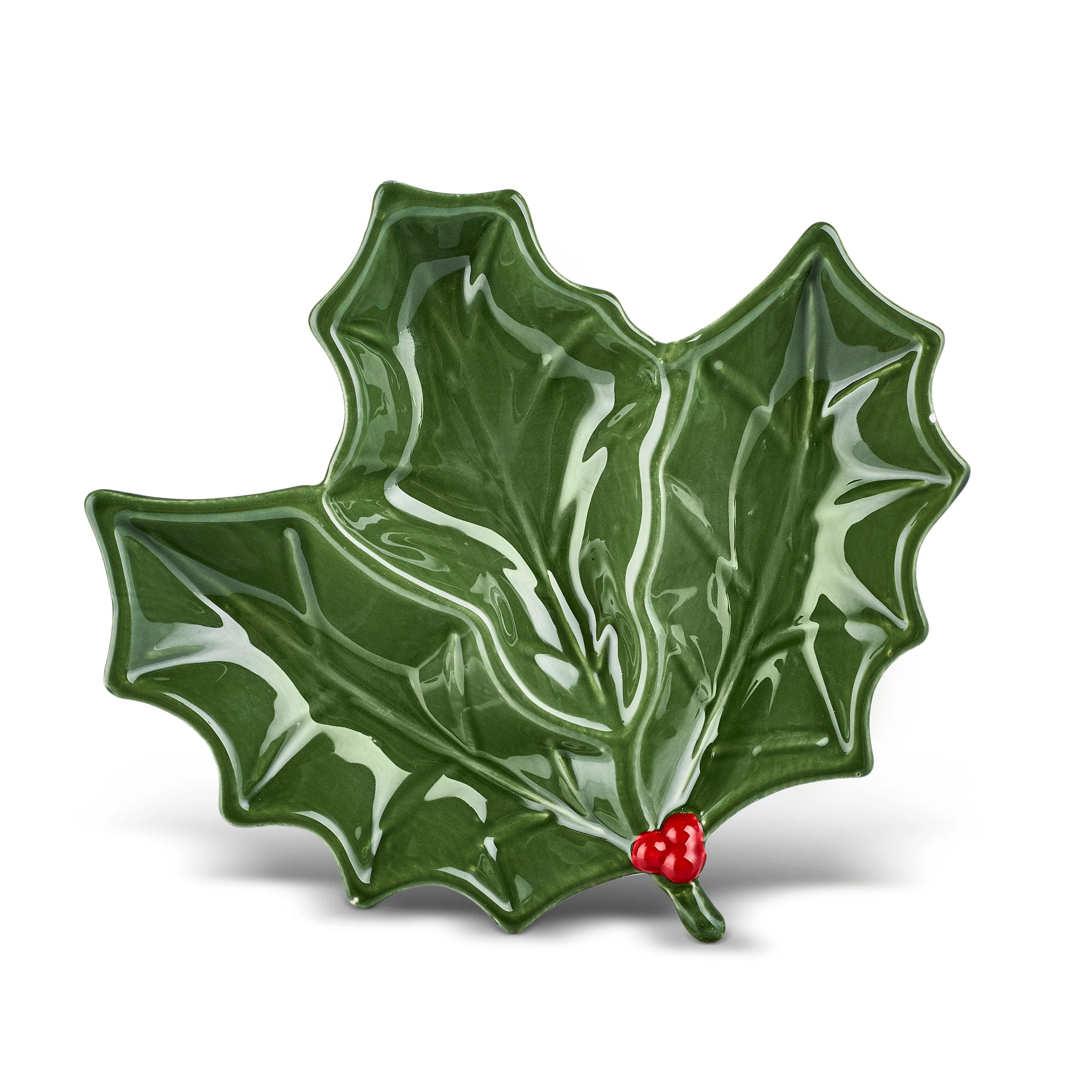 Karaca New Year Christmas Butcher's Broom Serving Plate, 20cm, Green - Image 4