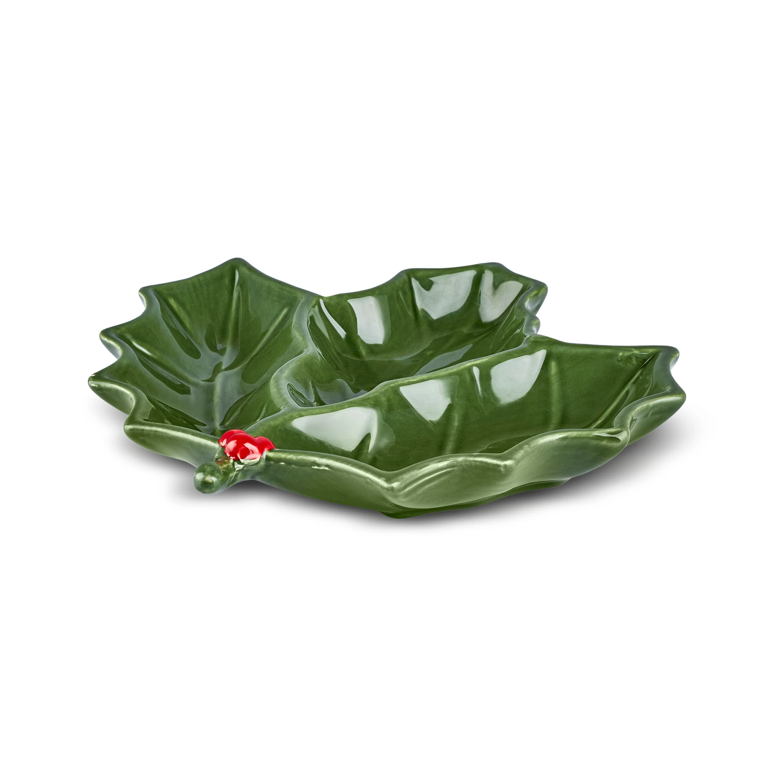 Karaca New Year Christmas Butcher's Broom Serving Plate, 20cm, Green - Image 5