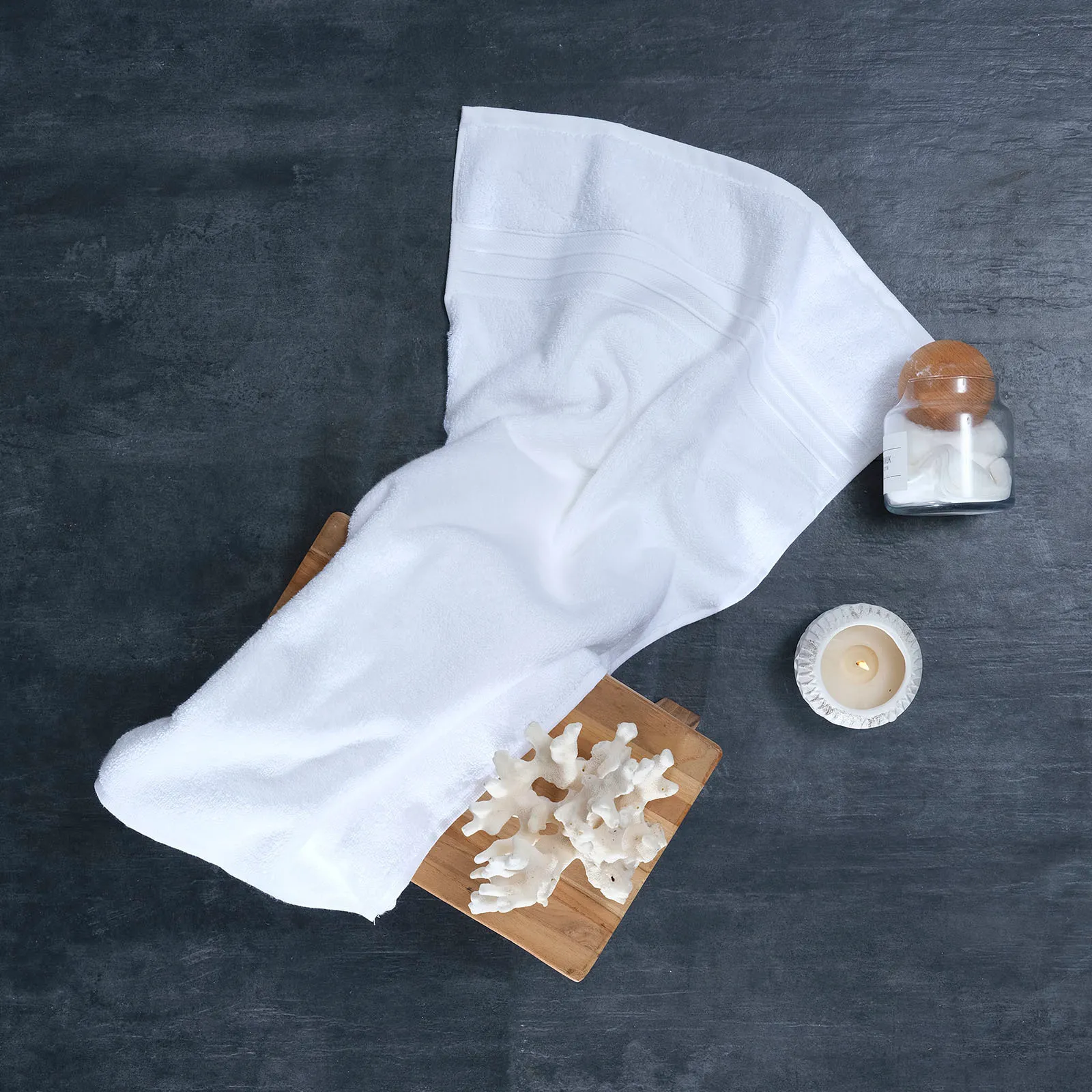 Karaca Home 100% Turkish Cotton Hand Towel, 50cmx90cm, White - Image 2