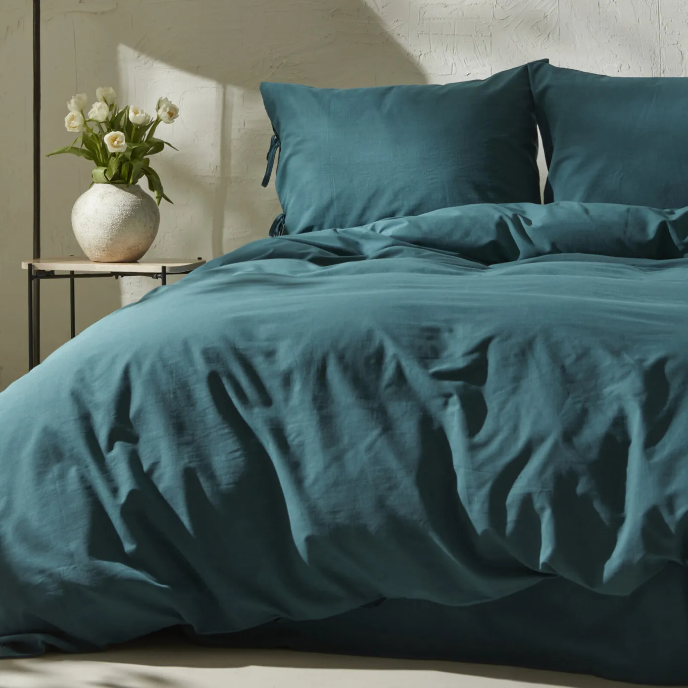 Karaca Home 4 Elements 100% Turkish Cotton Duvet Cover Set with Bed Sheet, Double, Petrol - Image 3
