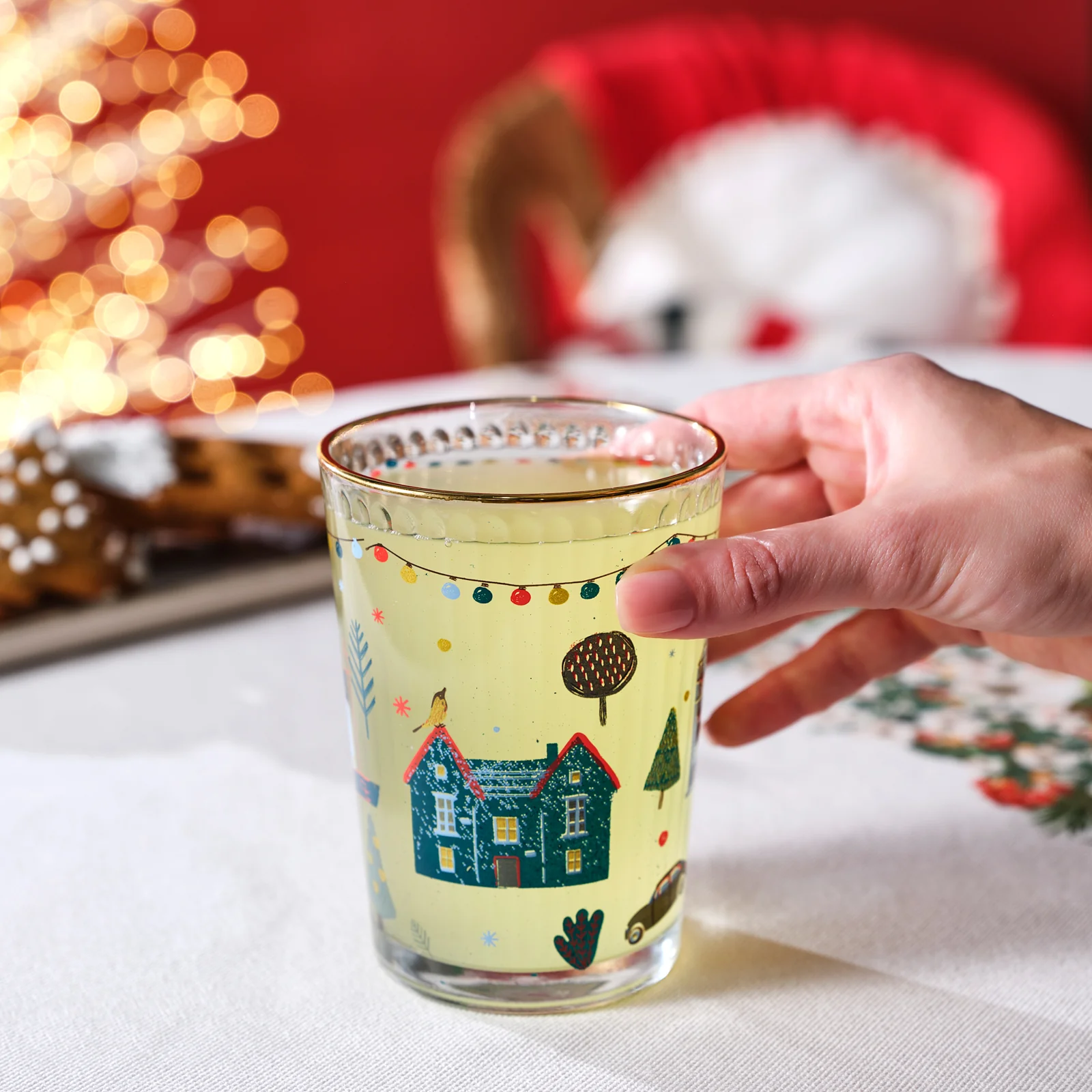 Karaca Home New Year Christmas 6-Piece Chick Glass Tumbler Set, 500ml, Multi - Image 3
