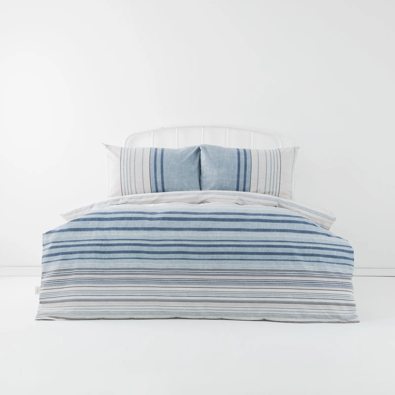 Karaca Home Aspen 100% Turkish Cotton Duvet Cover Set, Double, White Blue
