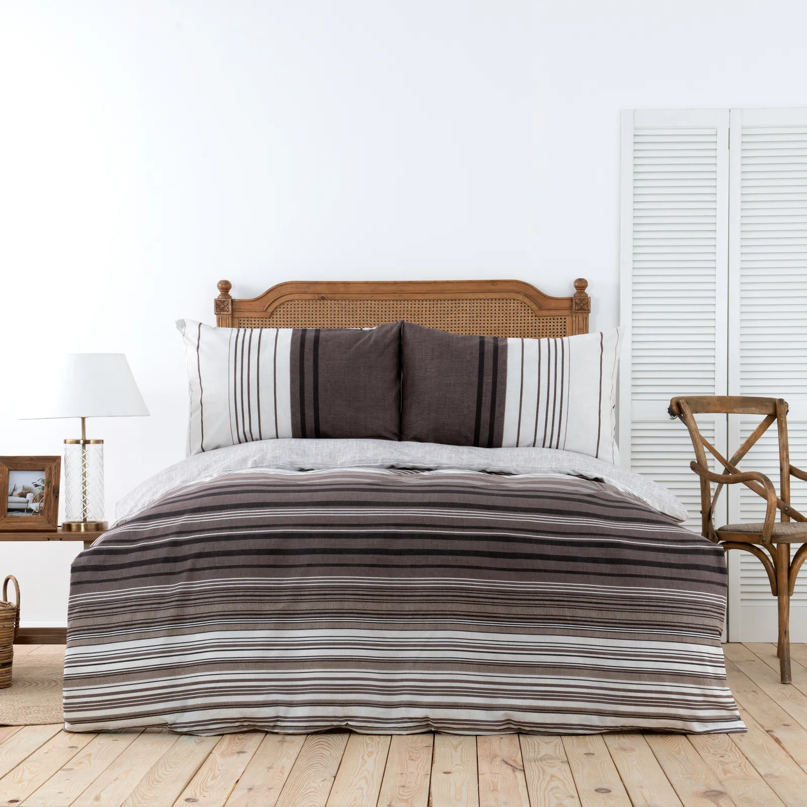 Karaca Home Aspen 100% Turkish Cotton Duvet Cover Set, King, White Brown Black - Image 2