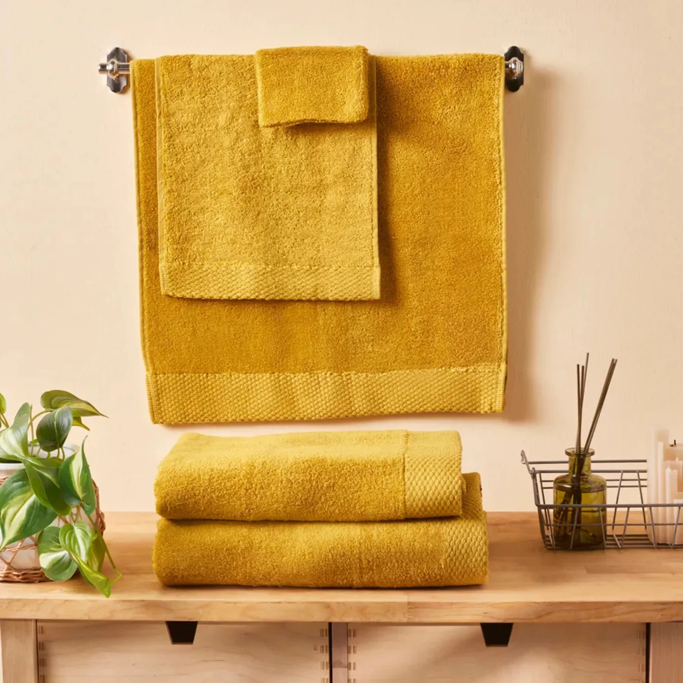 Karaca Home Chandler Modal Hand Towel, 50cmx100cm, Mustard - Image 2