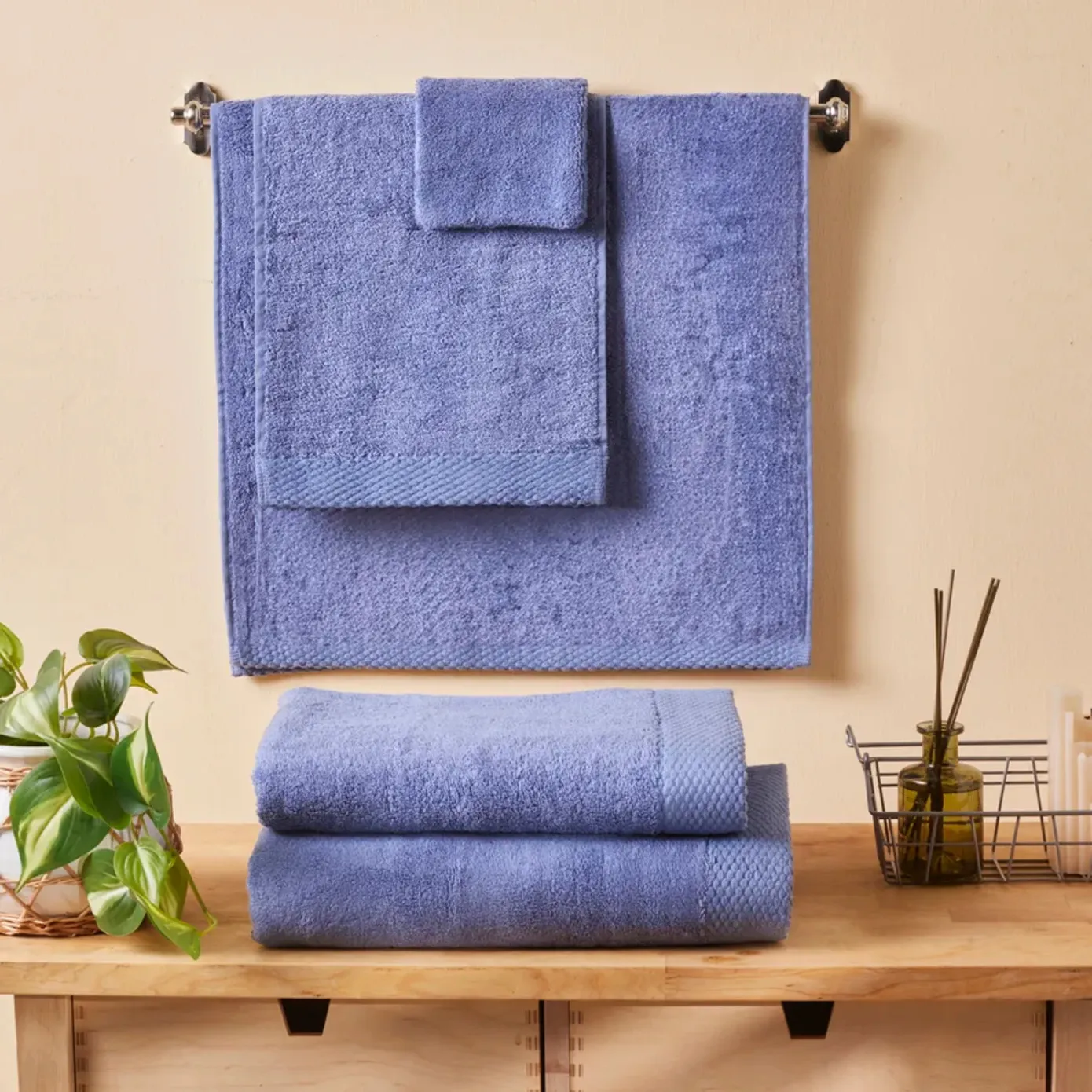 Karaca Home Chandler Modal Washcloth, 16cmx22cm, Blue - Image 2