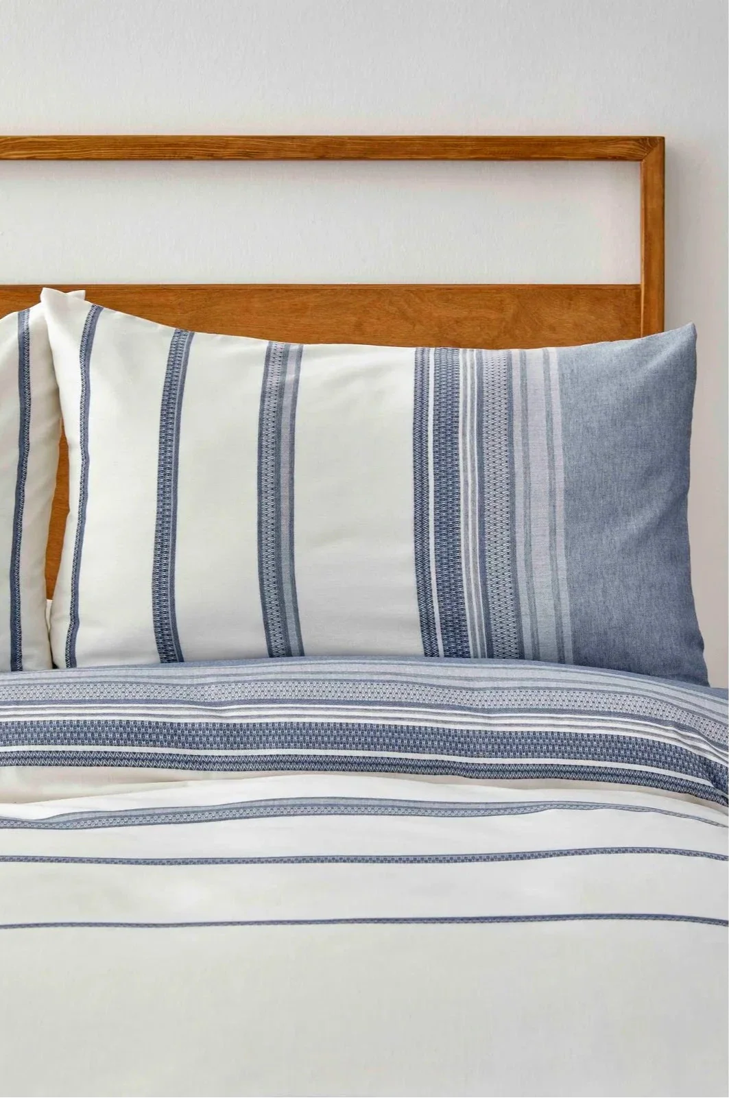 Karaca Home Dobby Woven 100% Turkish Cotton Duvet Cover Set, Double, White Indigo - Image 3