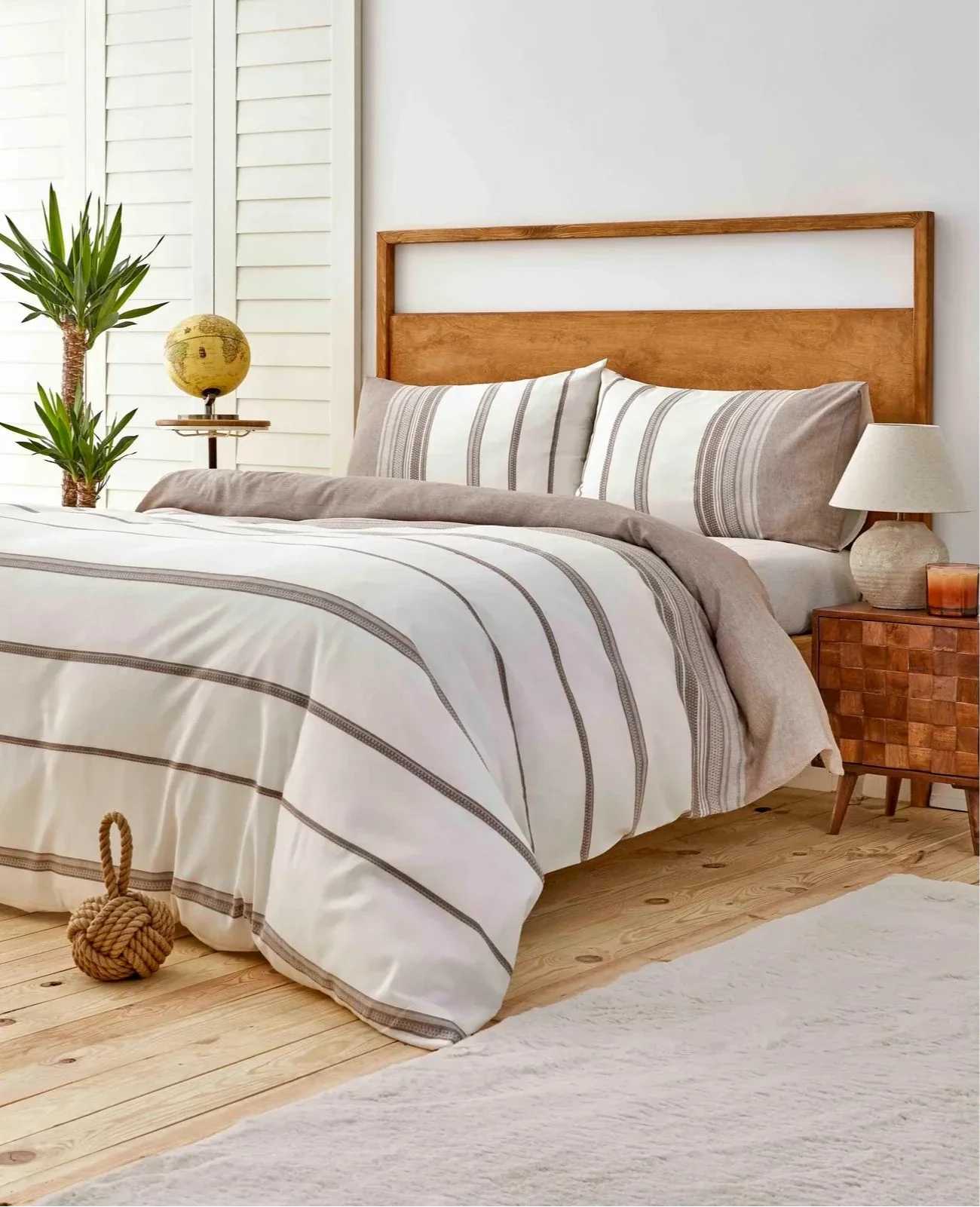 Karaca Home Dobby Woven Duvet Cover Set, King, Brown White - Image 2