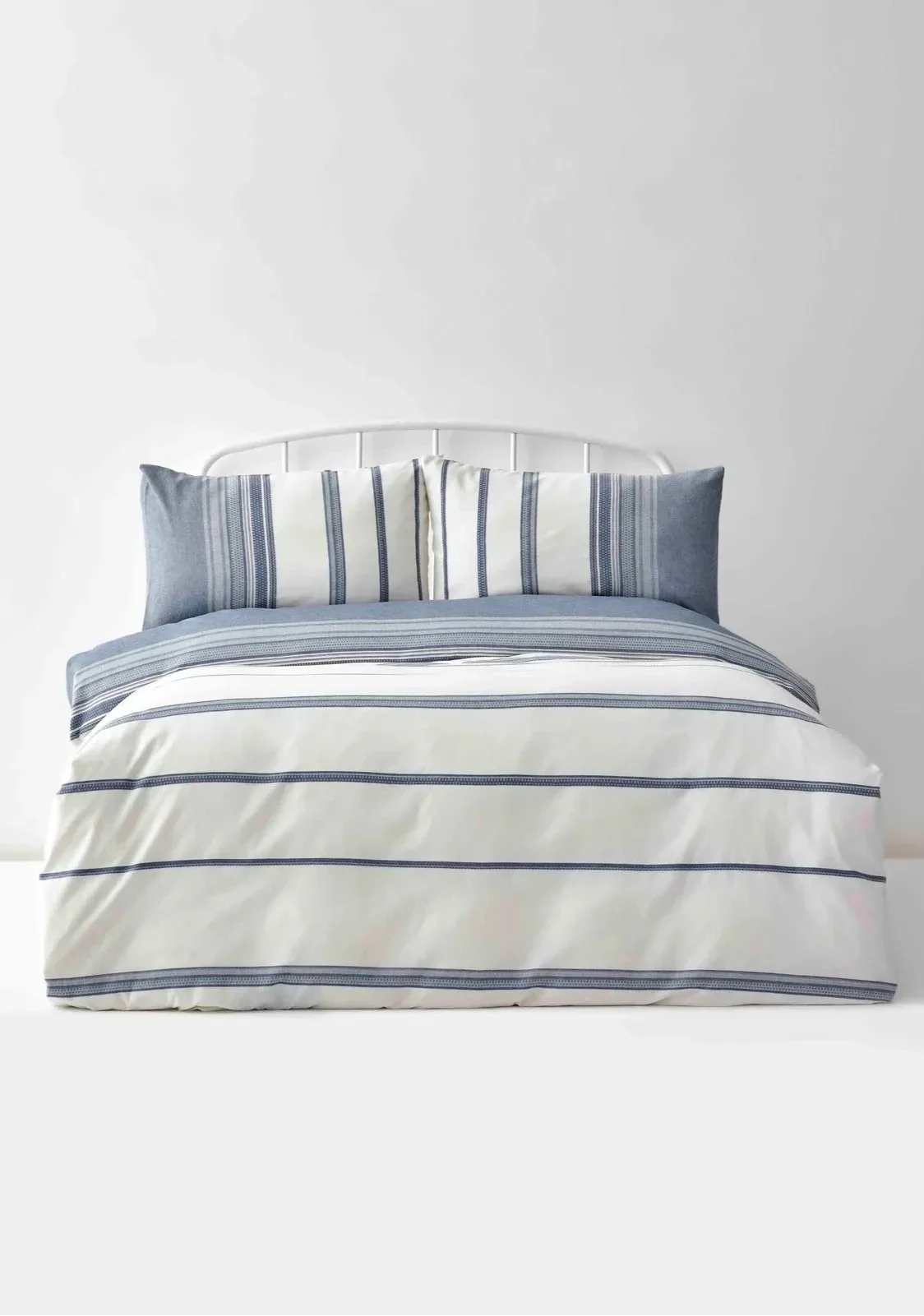 Karaca Home Dobby Woven Duvet Cover Set, King, White Indigo