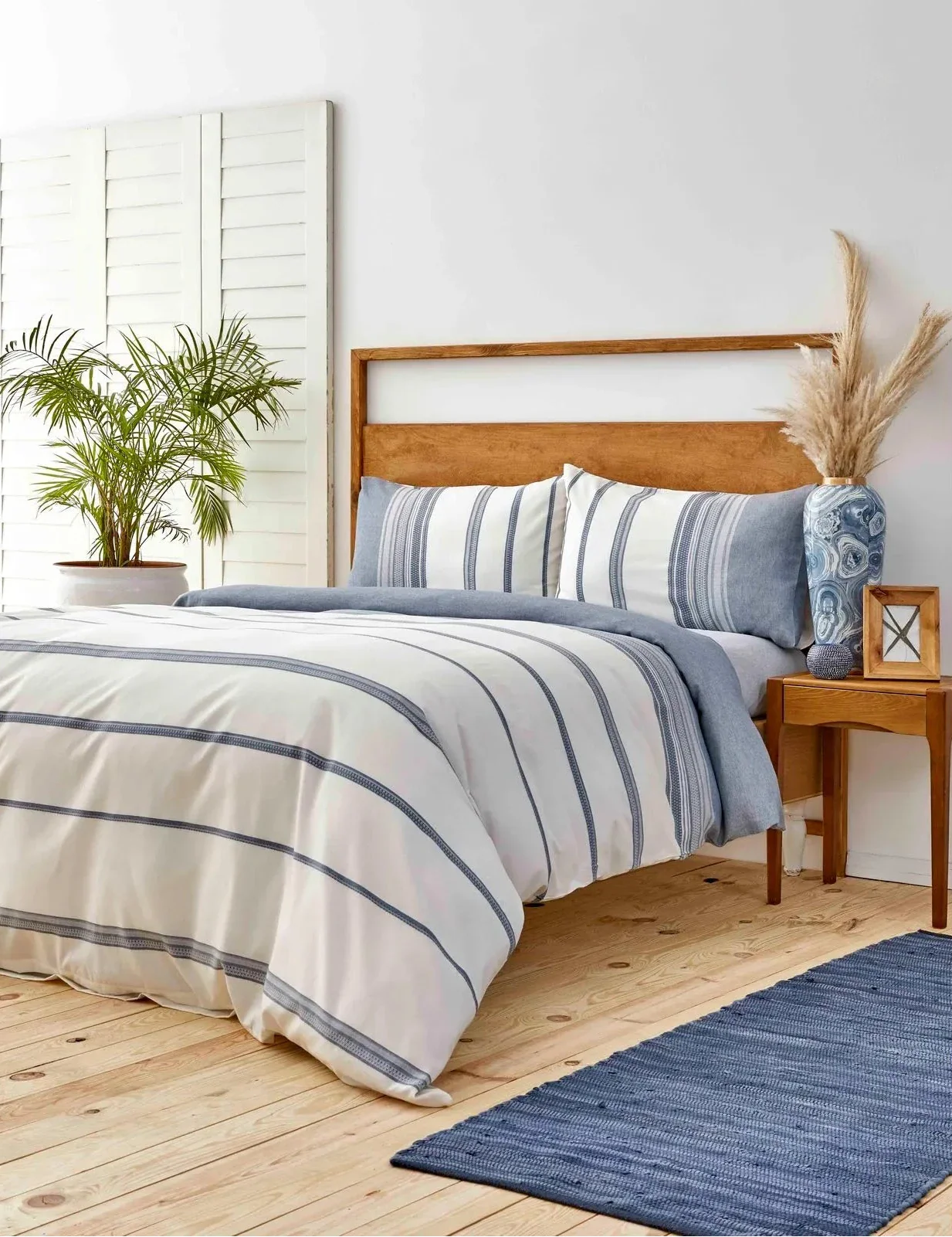 Karaca Home Dobby Woven Duvet Cover Set, King, White Indigo - Image 2