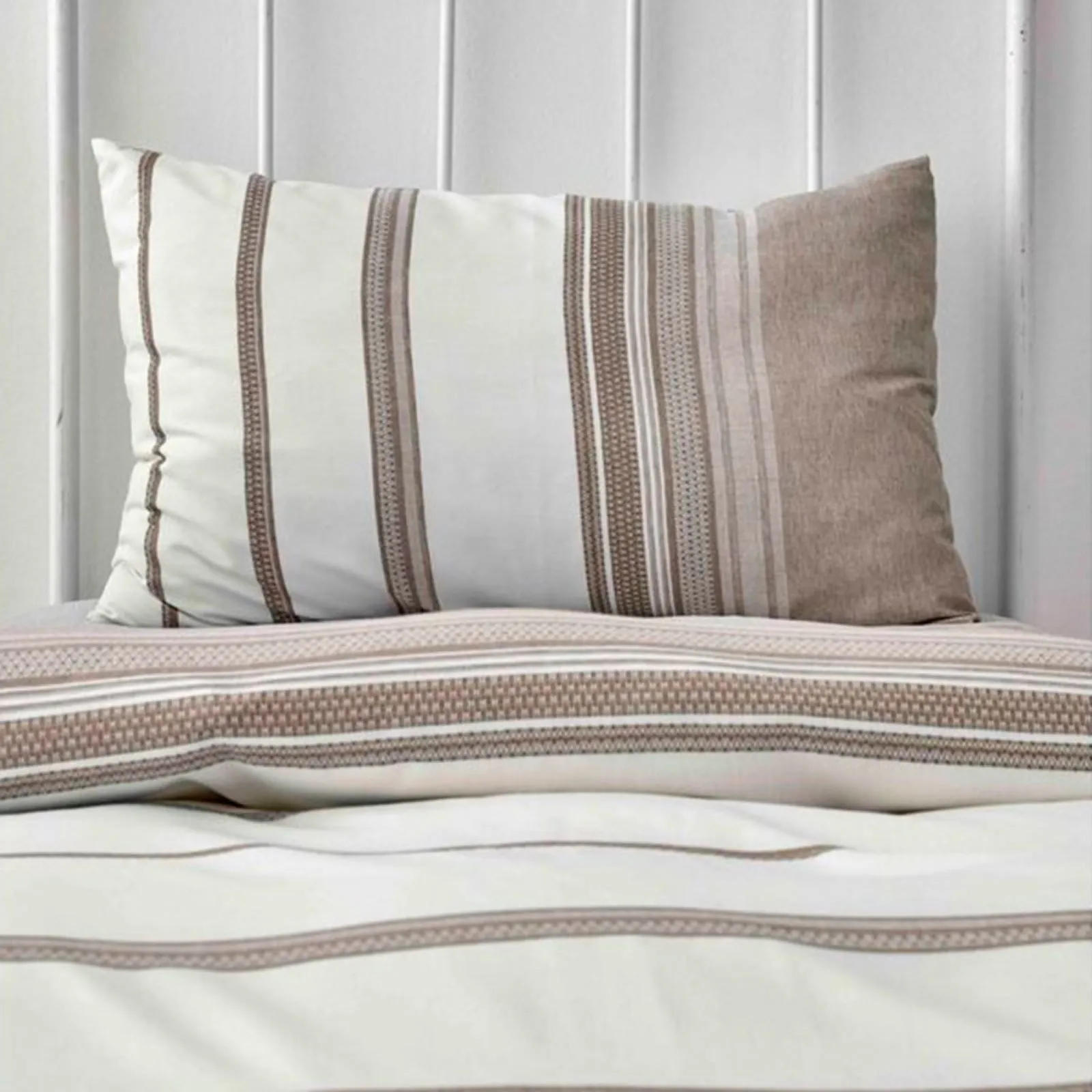 Karaca Home Dobby Woven Duvet Cover Set, Single, Brown White - Image 3