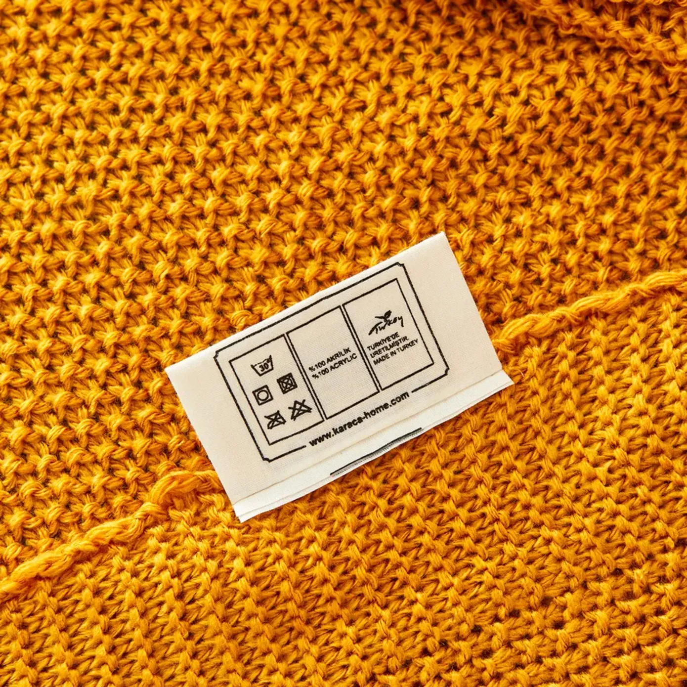 Karaca Home Double Seed Stitch Throw, 130cmx170cm, Ochre - Image 4