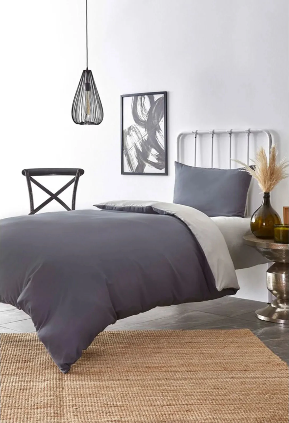 Karaca Home Duvet Cover Set, Single, Light Grey Dark Grey - Image 2