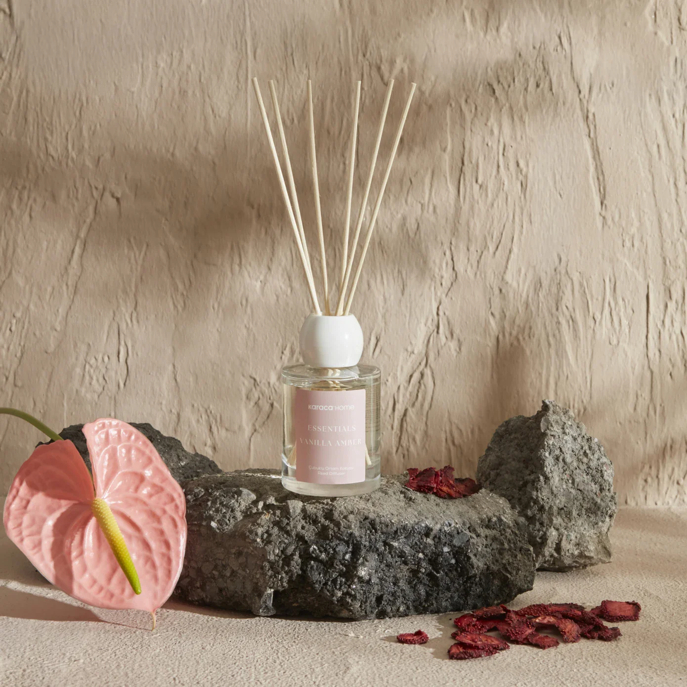 Karaca Home Vanilla Amber Reed Diffuser, 100 ml, Dusty Rose