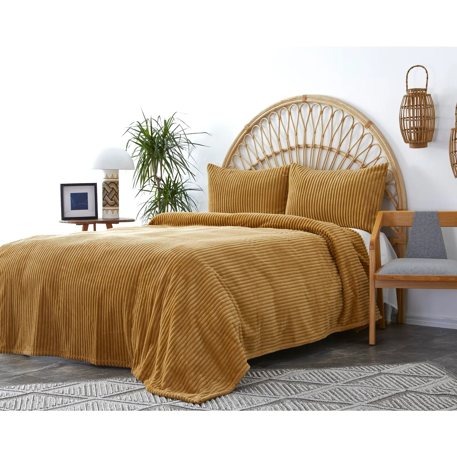 Karaca Home Joena Bedspread Set, Double, Mustard - Image 3