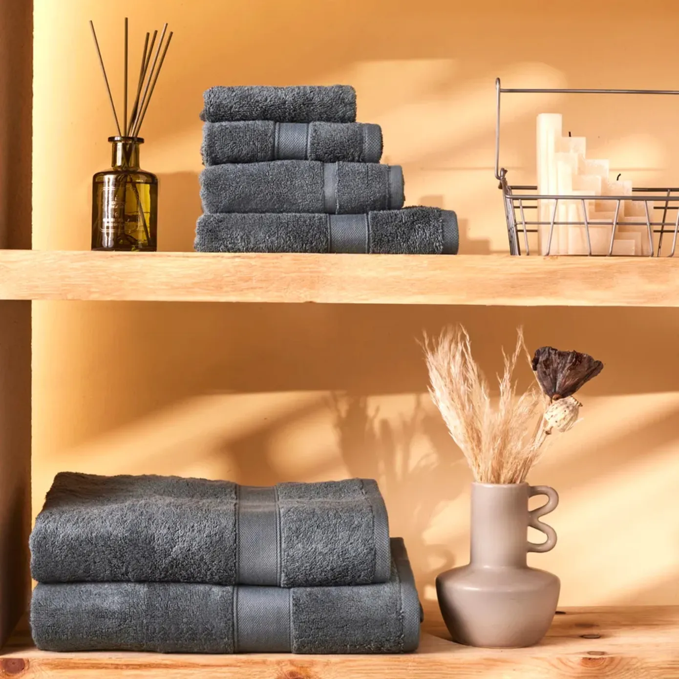 Karaca Home Joey Egyptian Cotton Shower Towel, 70cmx140cm, Anthracite - Image 3