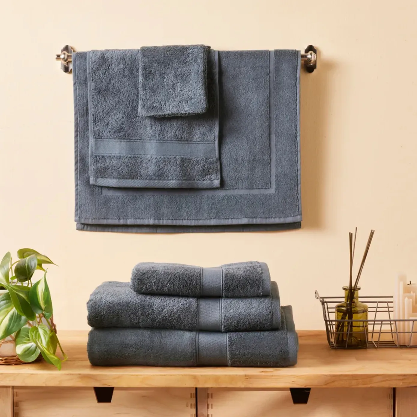 Karaca Home Joey Egyptian Cotton Washcloth, 16cmx22cm, Anthracite - Image 2