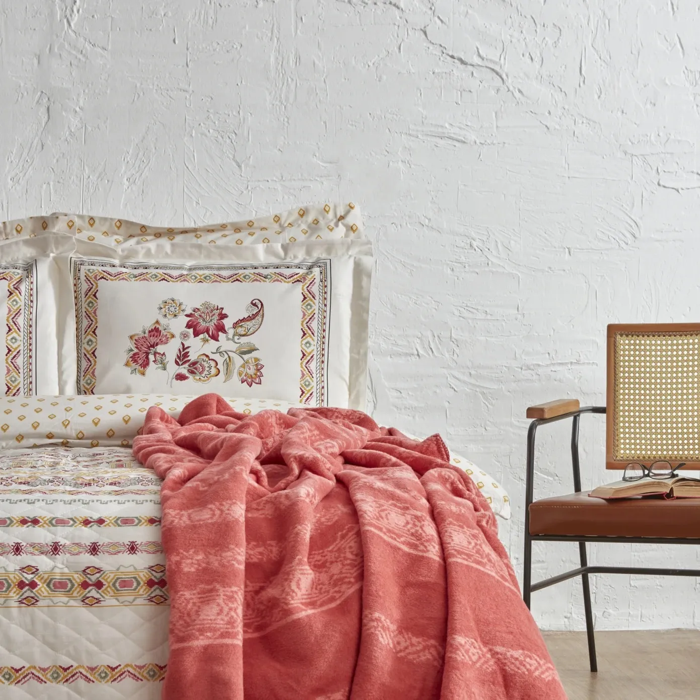 Karaca Home Keira Summer 100% Turkish Cotton Duvet Cover Set with Bed Sheet, Double, Pomegranate Flower - Image 3