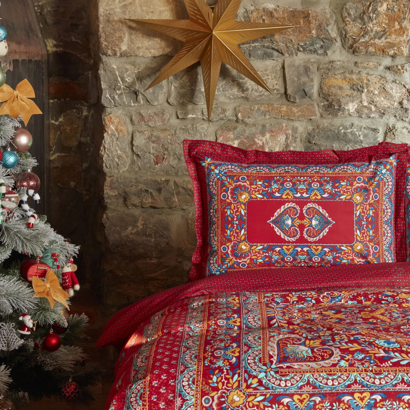 Karaca Home Mihver Pano 100% Turkish Cotton Duvet Cover Set with Bed Sheet, Double, Multi - Image 3