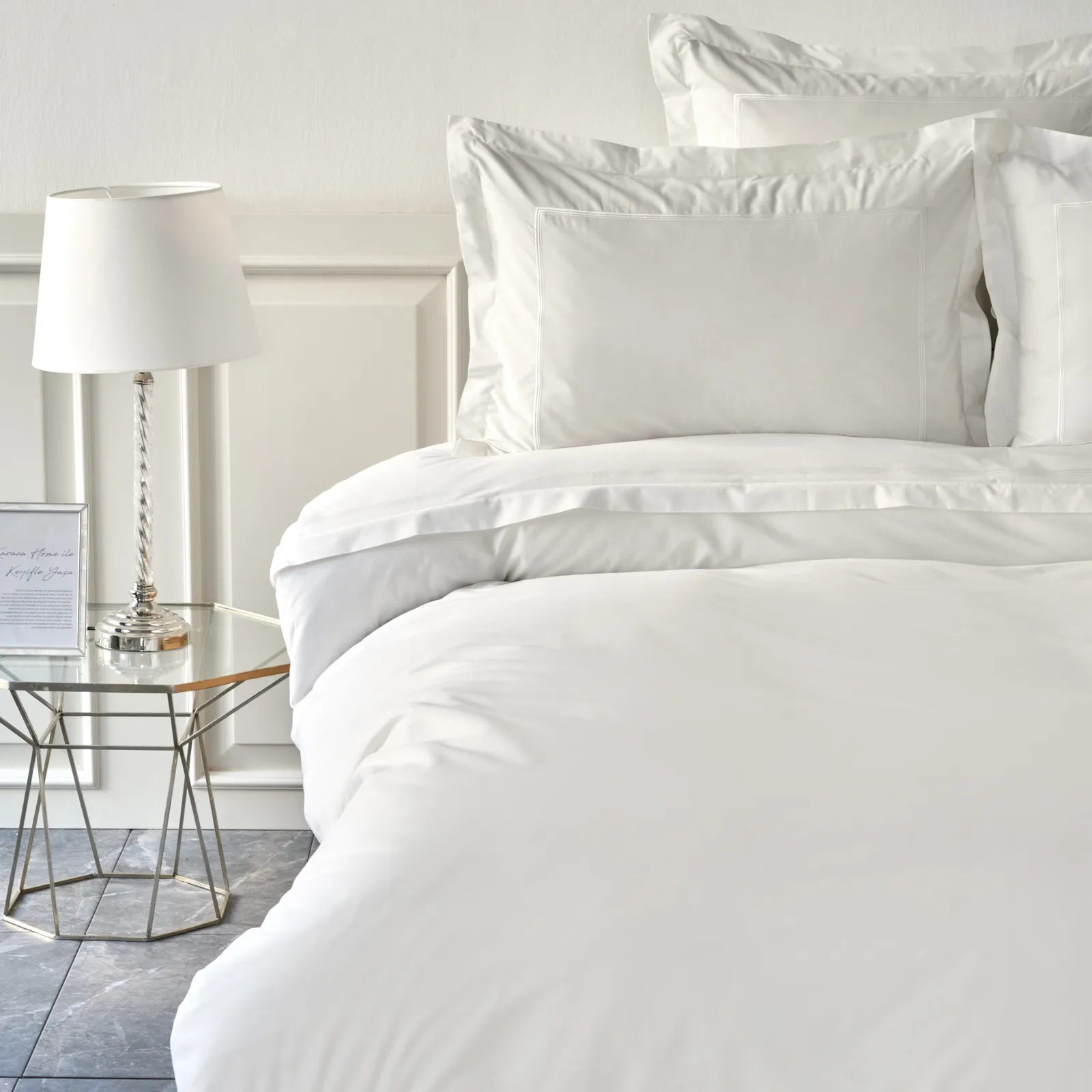 Karaca Home Moonrise Percale Embroidered Duvet Cover Set, King, White - Image 2