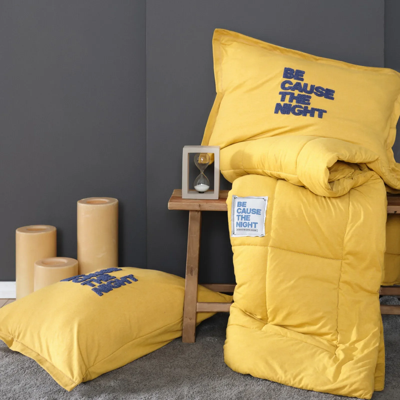 Karaca Home Motto Cotton Comfort Bedding Set with Bed Sheet, Double, Mustard - Image 5