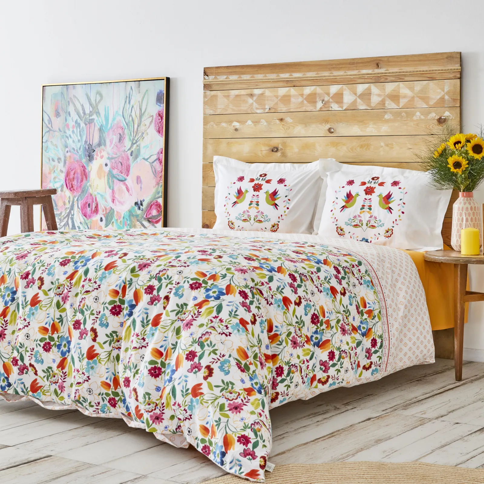 Karaca Home Parlin 100% Turkish Cotton Duvet Cover Set with Bed Sheet, Double, Multi - Image 2