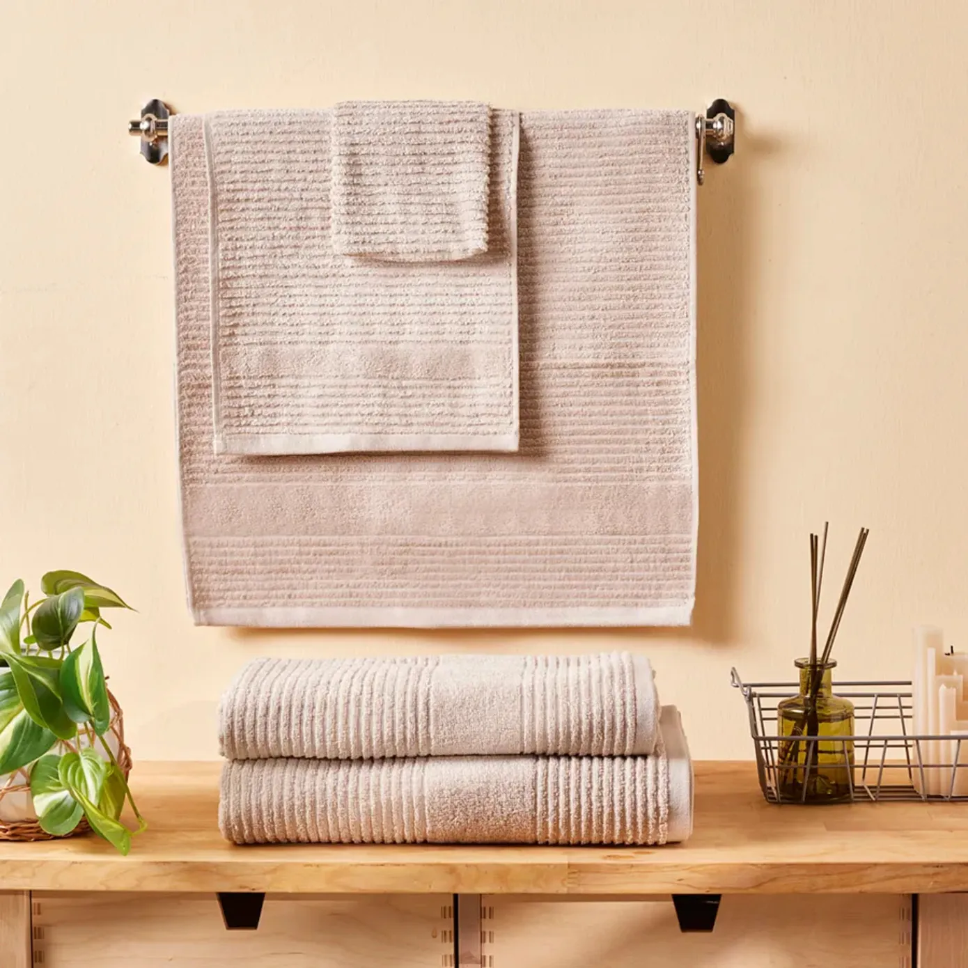 Karaca Home Rachel 100% Cotton Guest Towel, 30cmx50cm, Beige - Image 3