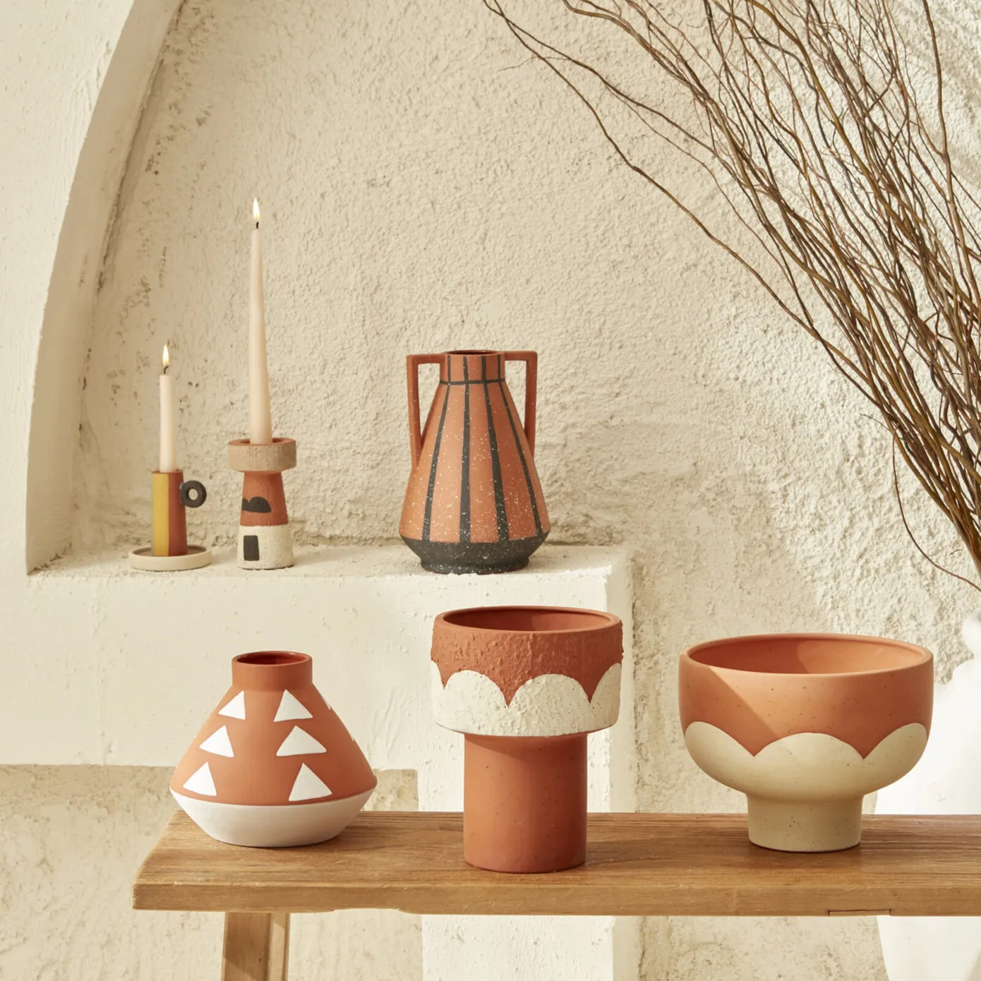 Karaca Home Simple Ceramic Vase, 14.6cmx20cm, Multi - Image 2