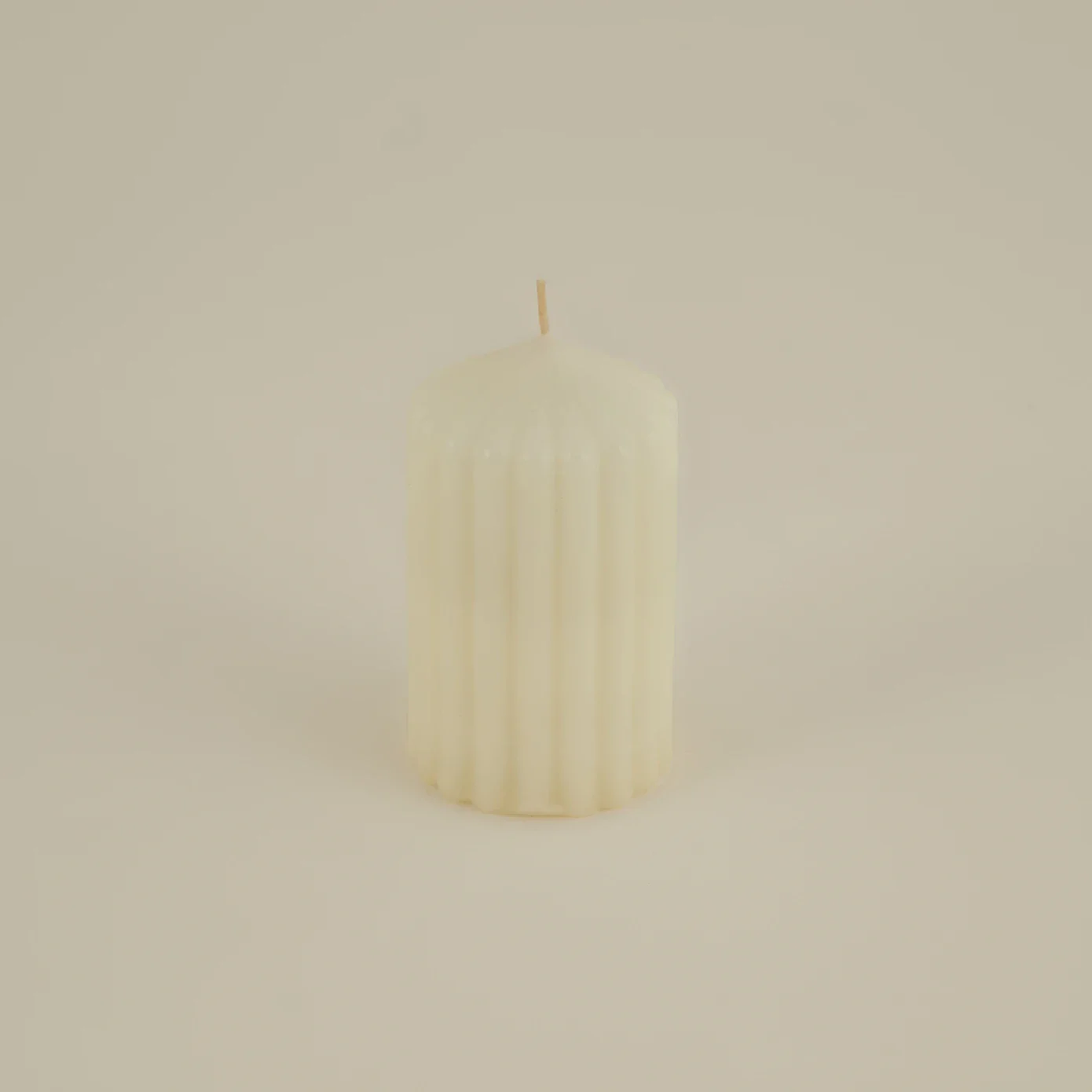 Karaca Home Stripped Pillar Candle, 7x12cm, Ecru - Image 2