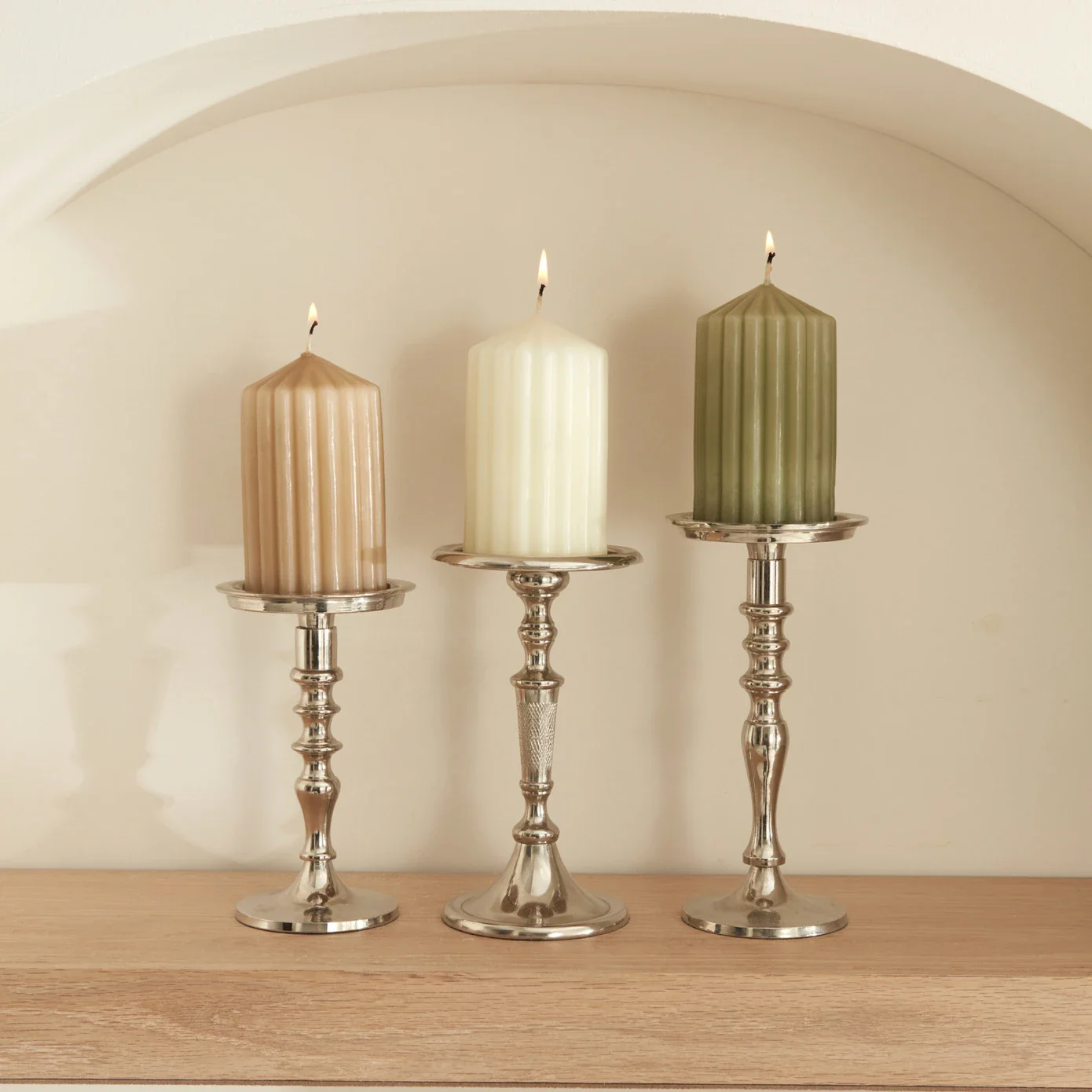 Karaca Home Stripped Pillar Candle, 7x12cm, Ecru - Image 3