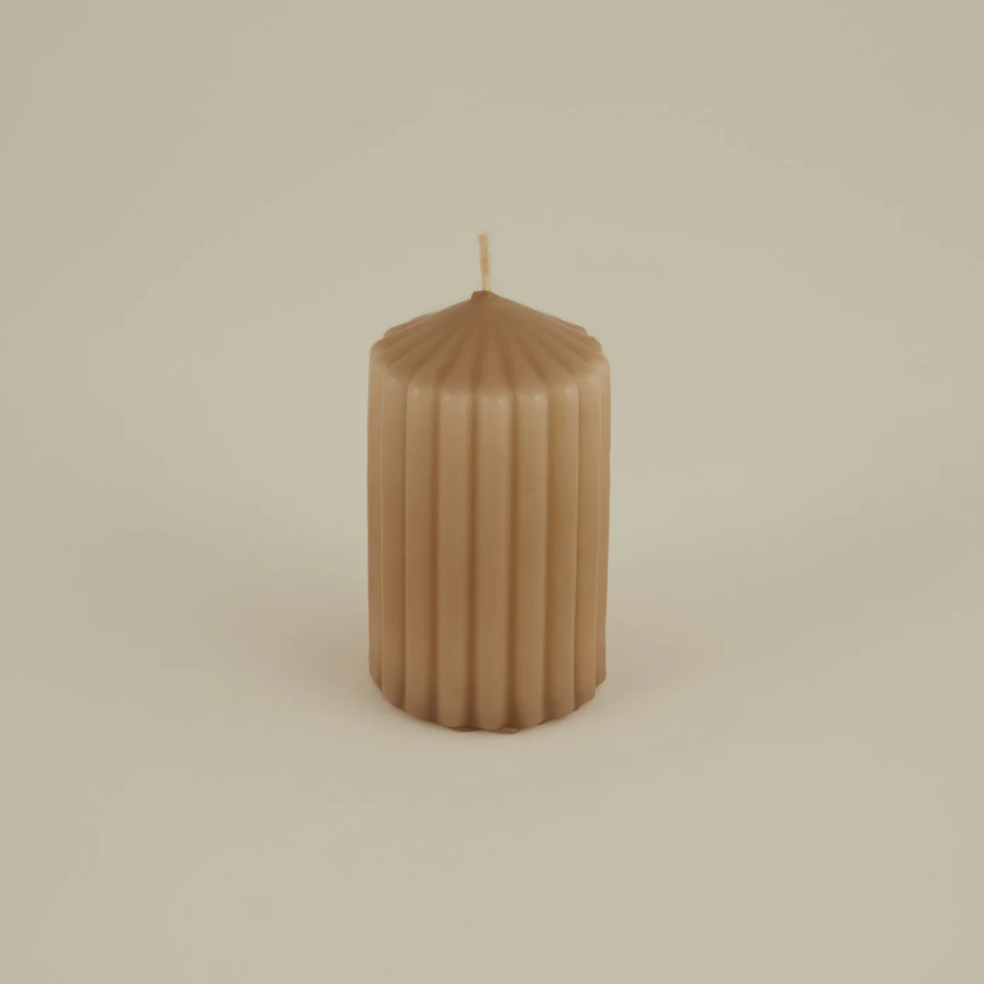 Karaca Home Stripped Pillar Candle, 7x12cm, Light Brown - Image 2