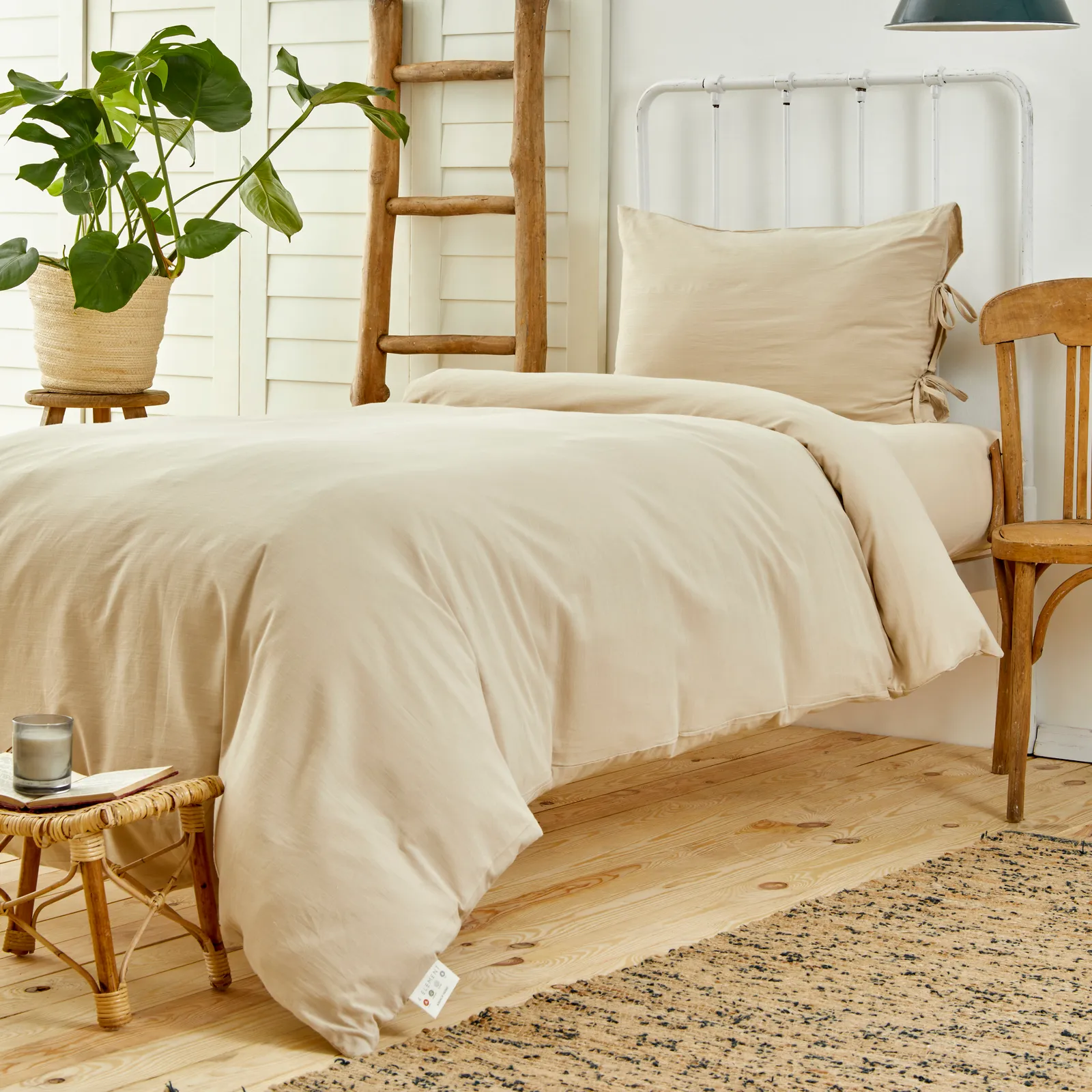 Karaca Home Tidal Foam %100 Turkish Cotton Duvet Cover Set, Single, Beige - Image 3