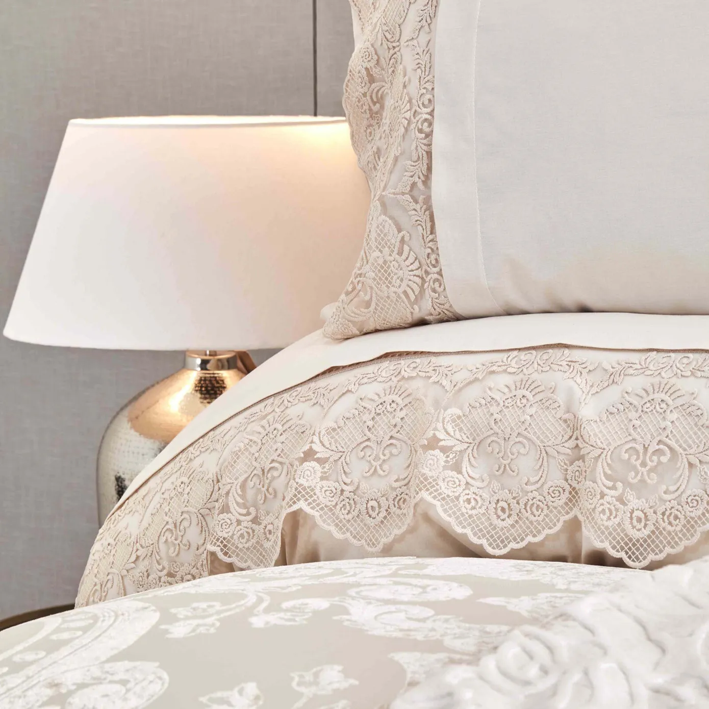 Karaca Home Valeria Best Bedding Set with Bed Sheet, 8 Piece, Gold - Image 4