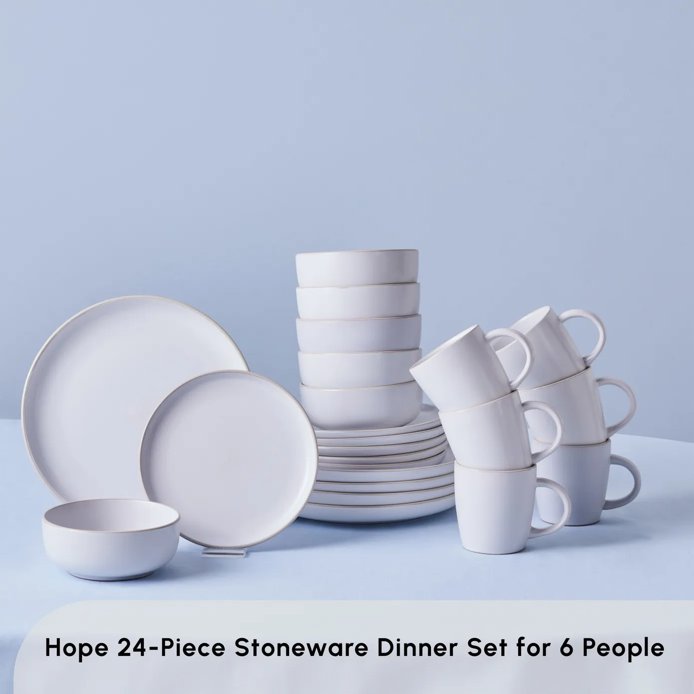 Karaca Hope 24-Piece Stoneware Dinner Set for 6 People, White Gold - Image 3