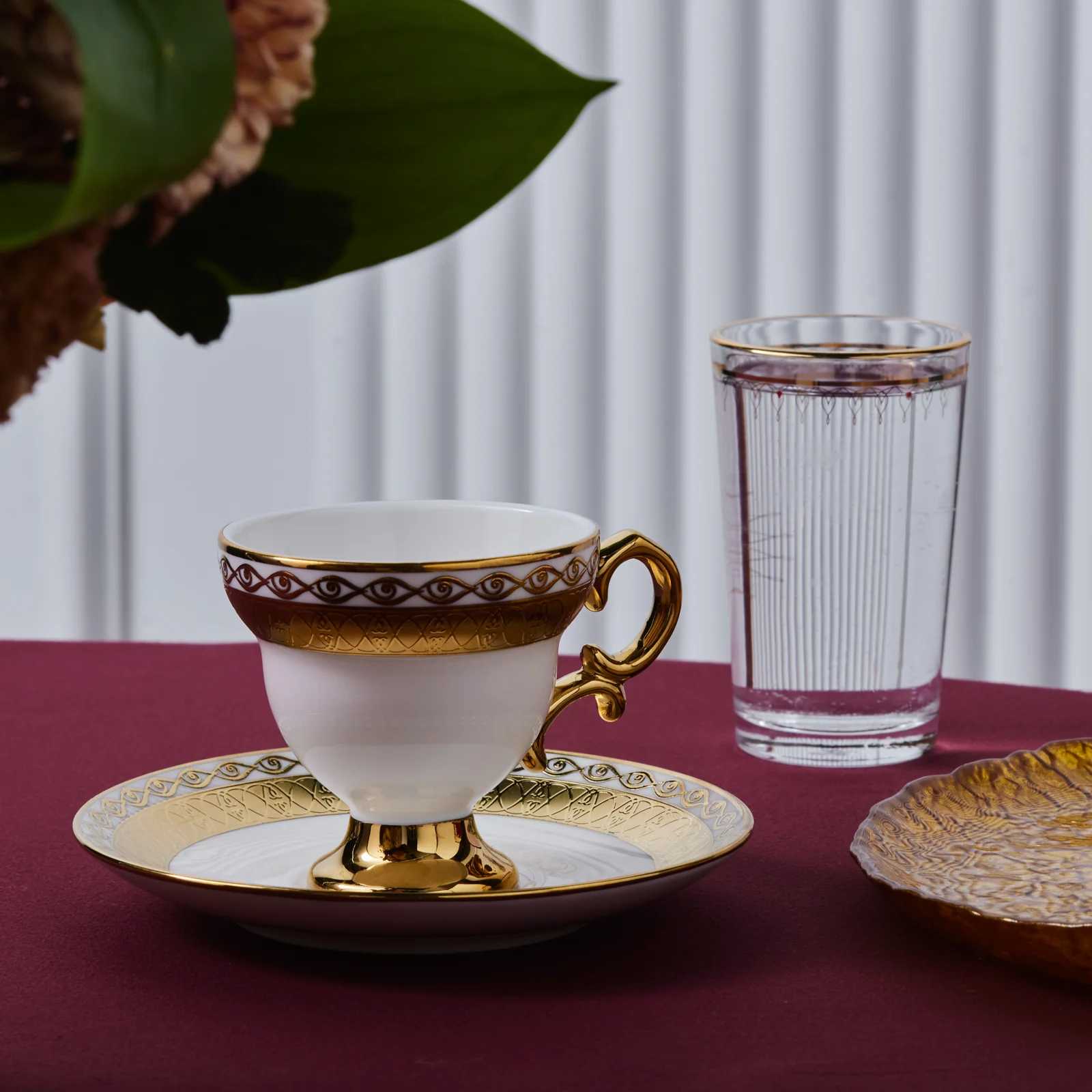 Karaca Hürrem Bone China 12-Piece Espresso Turkish Coffee Cup for 6 People, 90ml, White Gold - Image 7