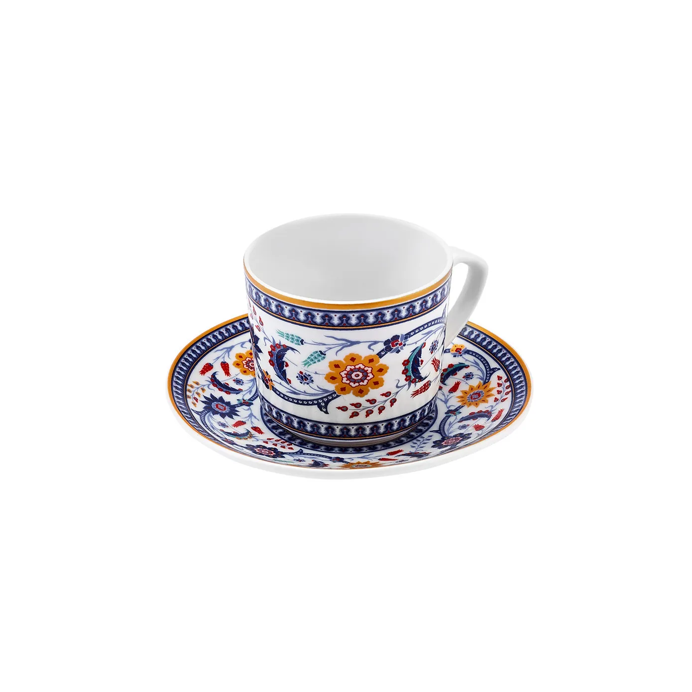 Karaca Ihlamur 4-Piece Bone China Espresso Turkish Coffee Cup Set for 2 People, 80ml, White Multi - Image 5