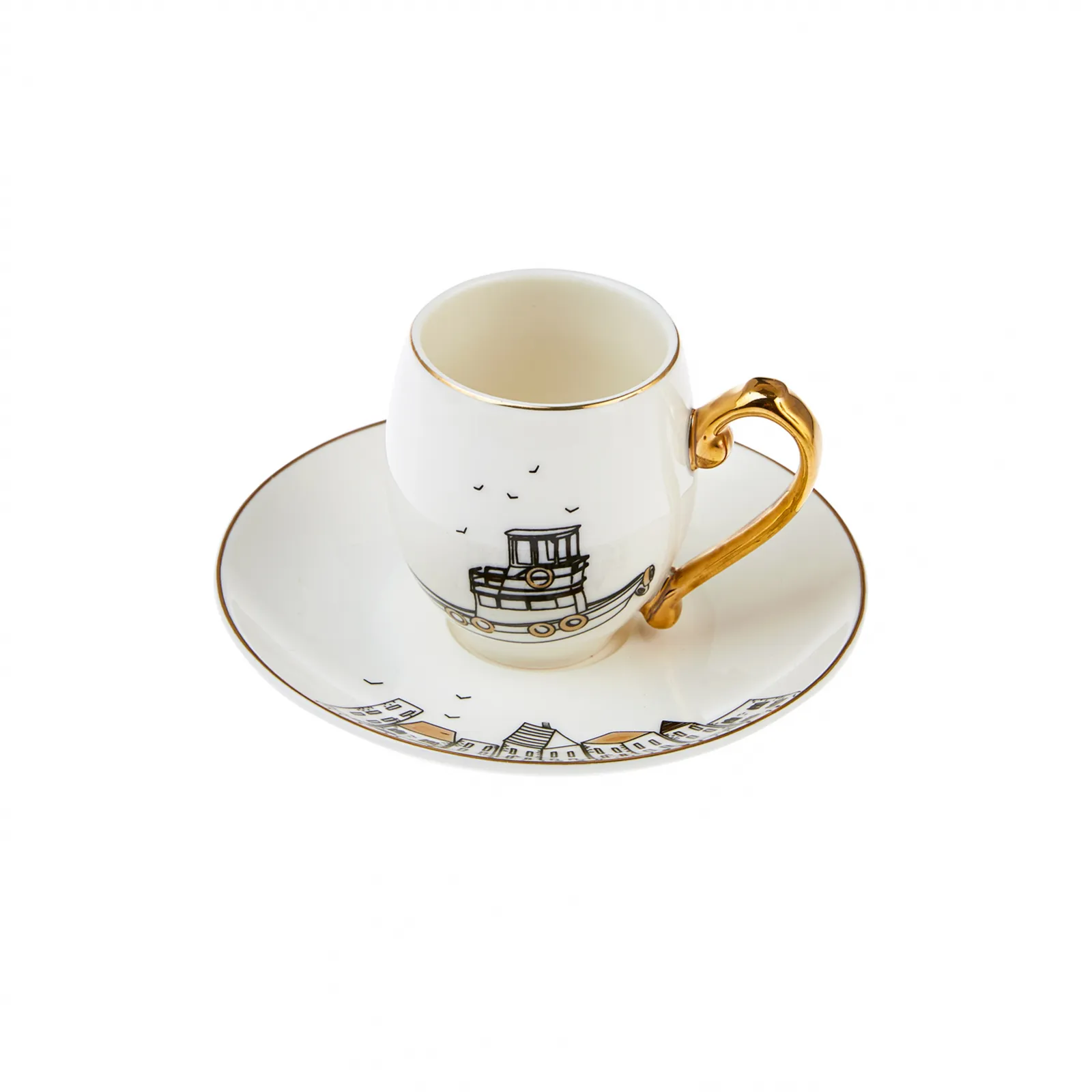 Karaca Istanbul Collection Galata 12-Piece Porcelain Espresso Turkish Coffee Cup Set for 6 People, 90ml, Multi - Image 4