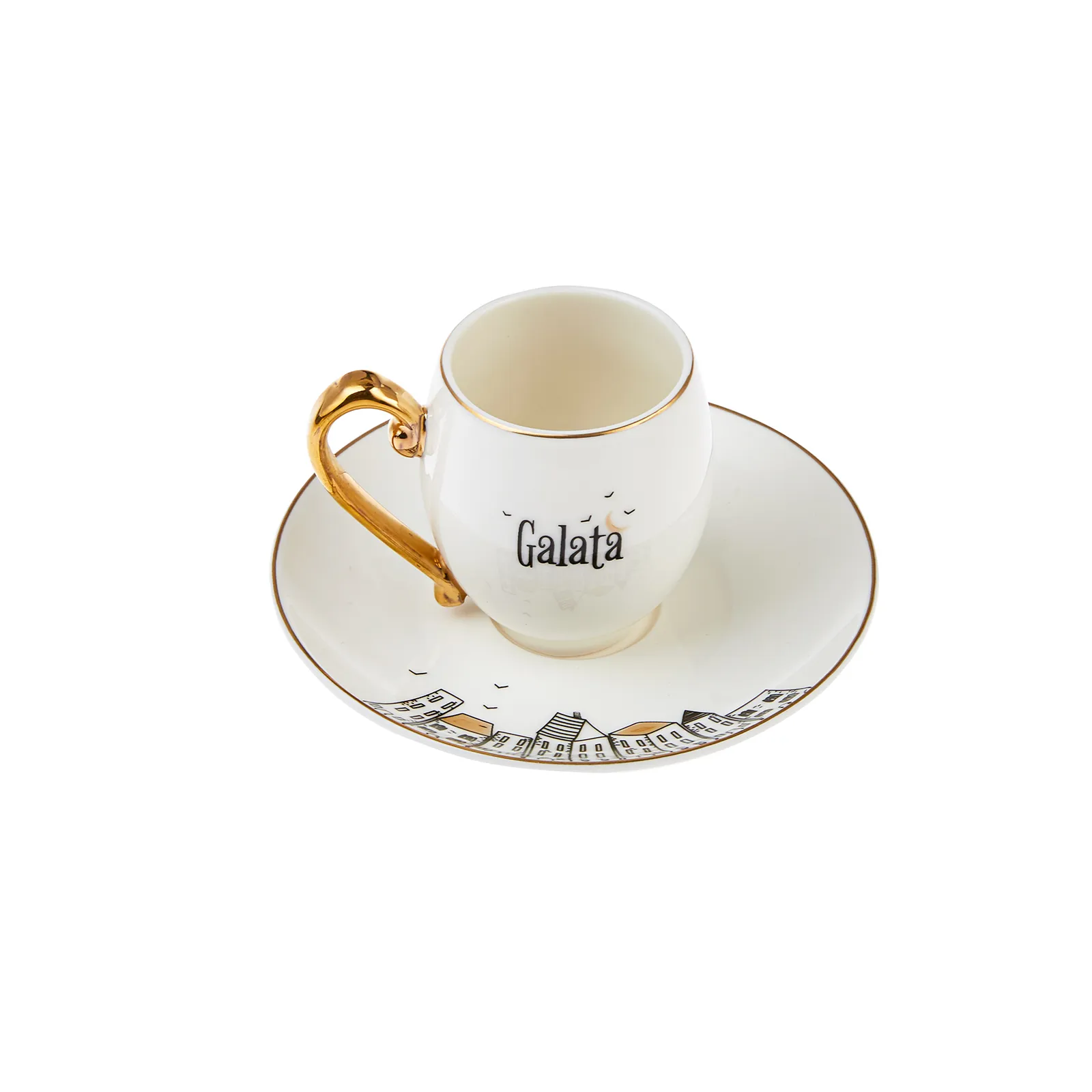 Karaca Istanbul Collection Galata 12-Piece Porcelain Espresso Turkish Coffee Cup Set for 6 People, 90ml, Multi - Image 6