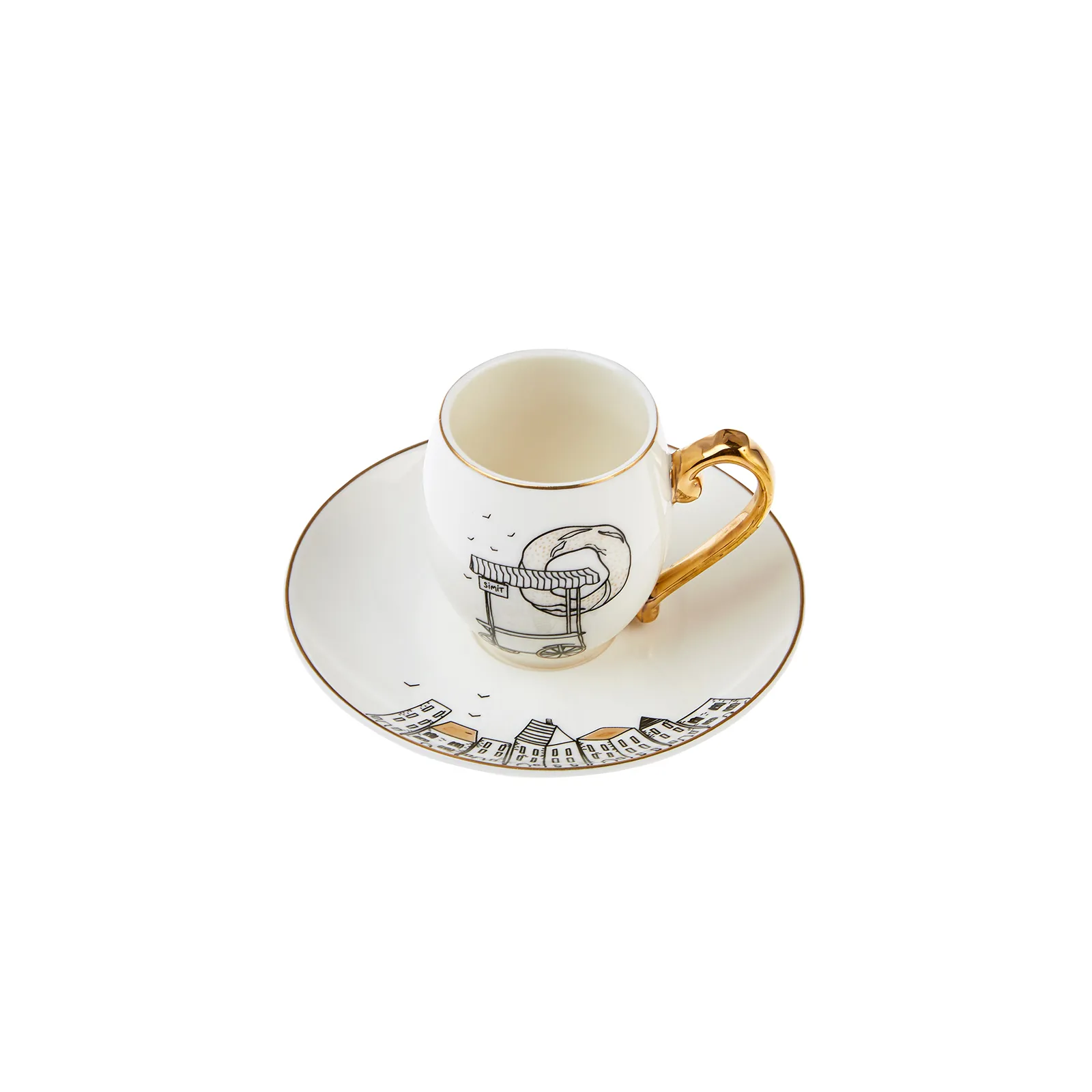 Karaca Istanbul Collection Galata 12-Piece Porcelain Espresso Turkish Coffee Cup Set for 6 People, 90ml, Multi - Image 8