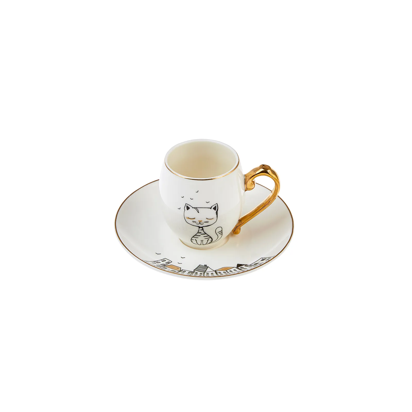 Karaca Istanbul Collection Galata 12-Piece Porcelain Espresso Turkish Coffee Cup Set for 6 People, 90ml, Multi - Image 9