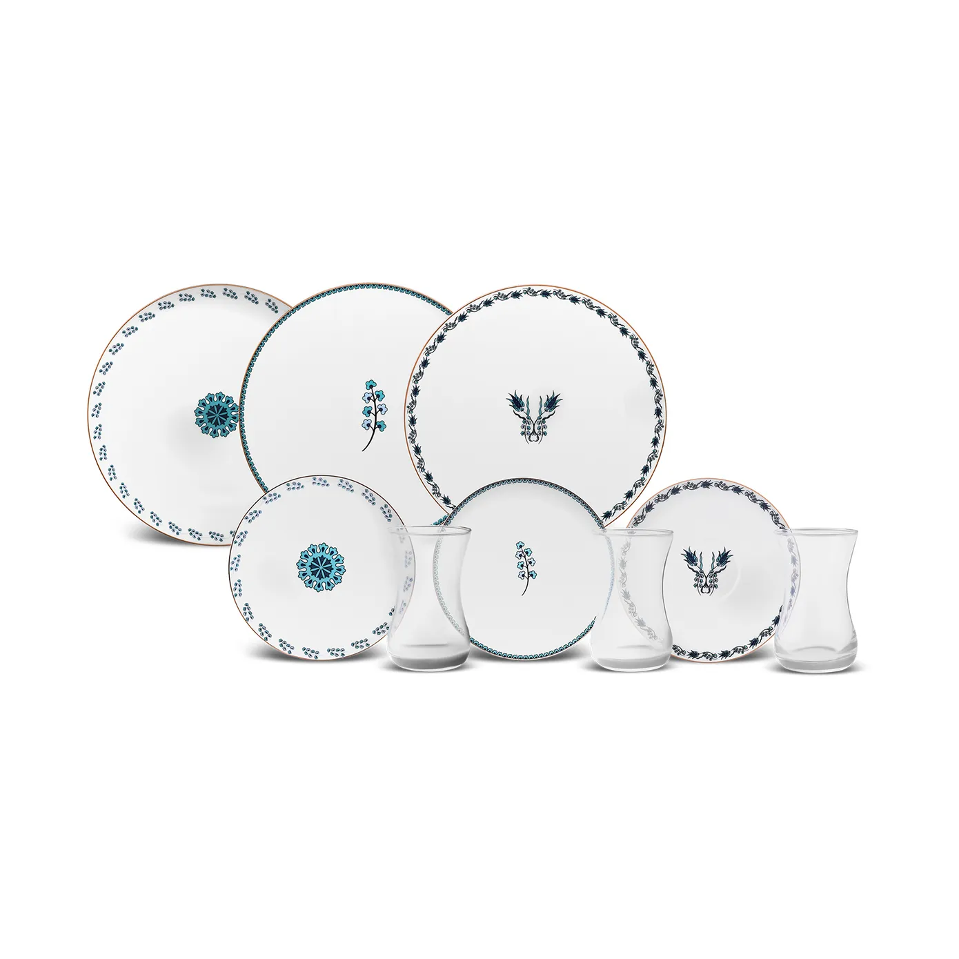 Karaca iznik 18 Piece Porcelain Serveware Set for 6 People, 19cm, White Multi - Image 7