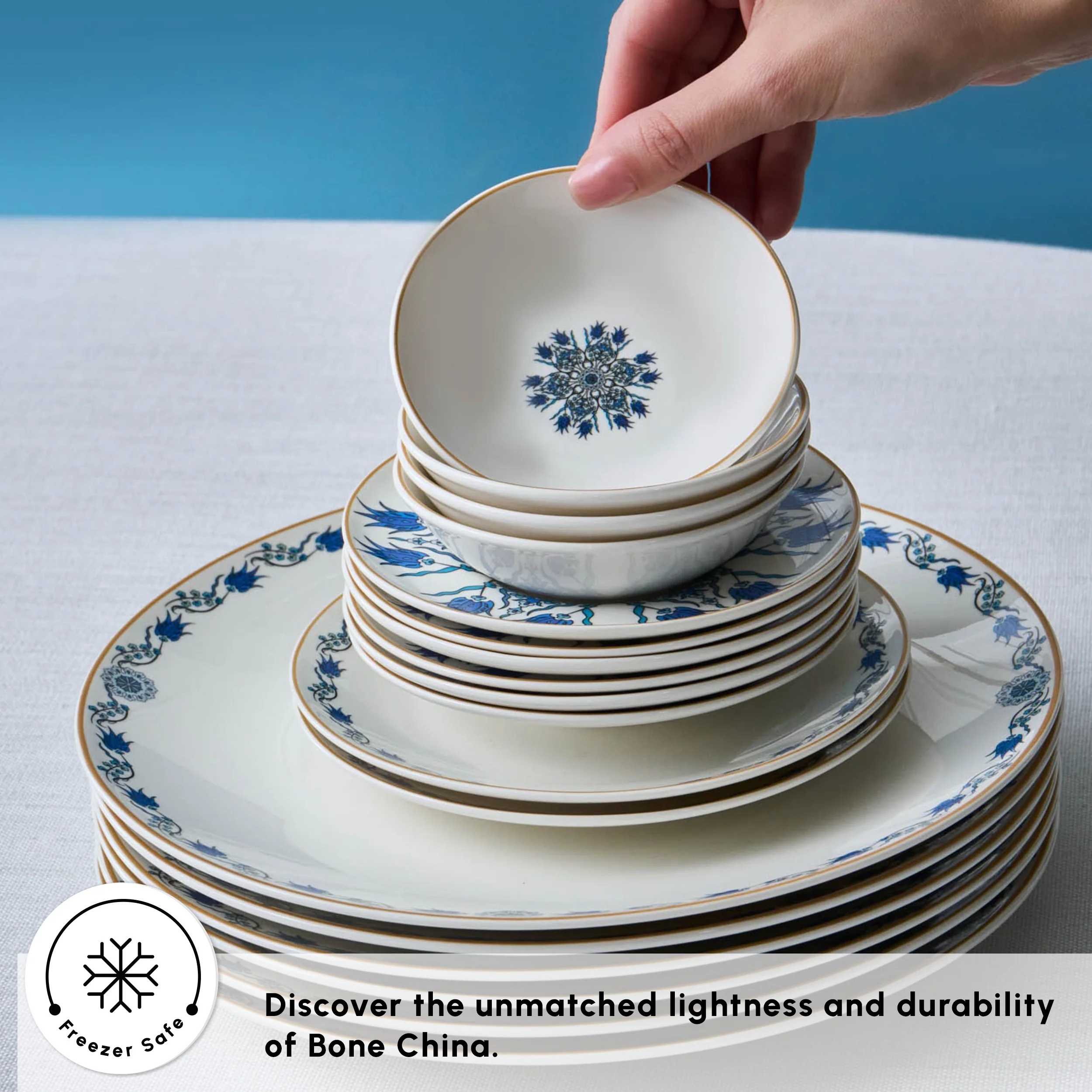 Karaca Bone China İznik 26-Piece Serveware Set for 6 People, Multi - Image 6