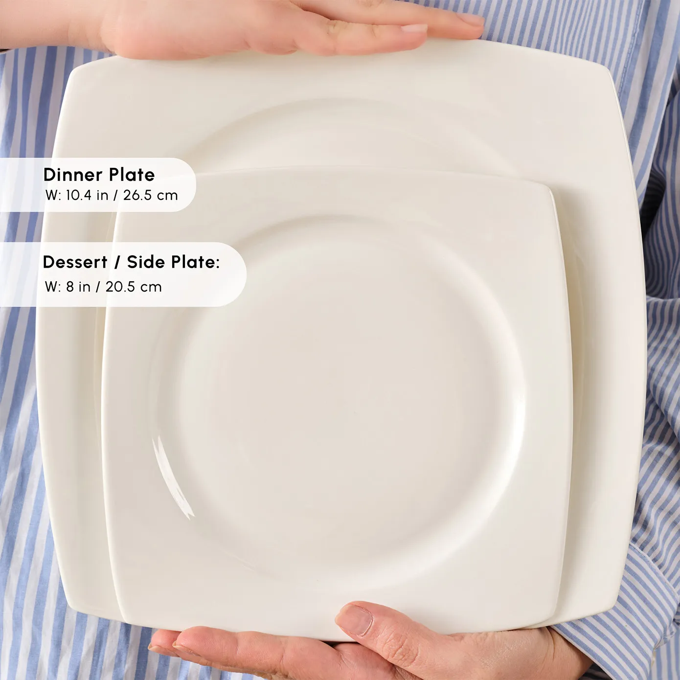 Karaca Square Bone China Jamie 52-Piece Dinner Set for 12 People, White - Image 7