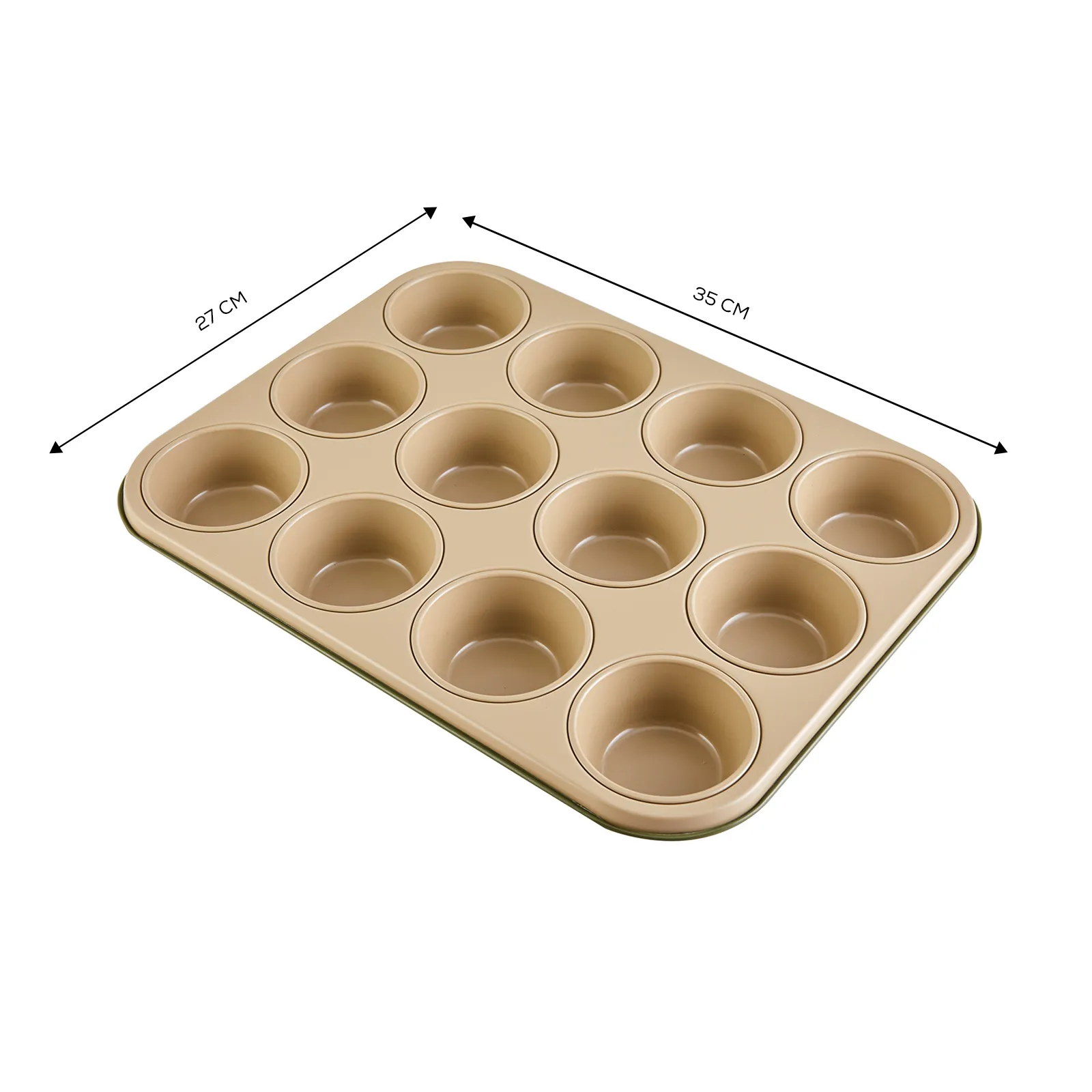 Karaca Jennese Non-Stick Metal Muffin Sheet, 35cmx27cm, Green - Image 4