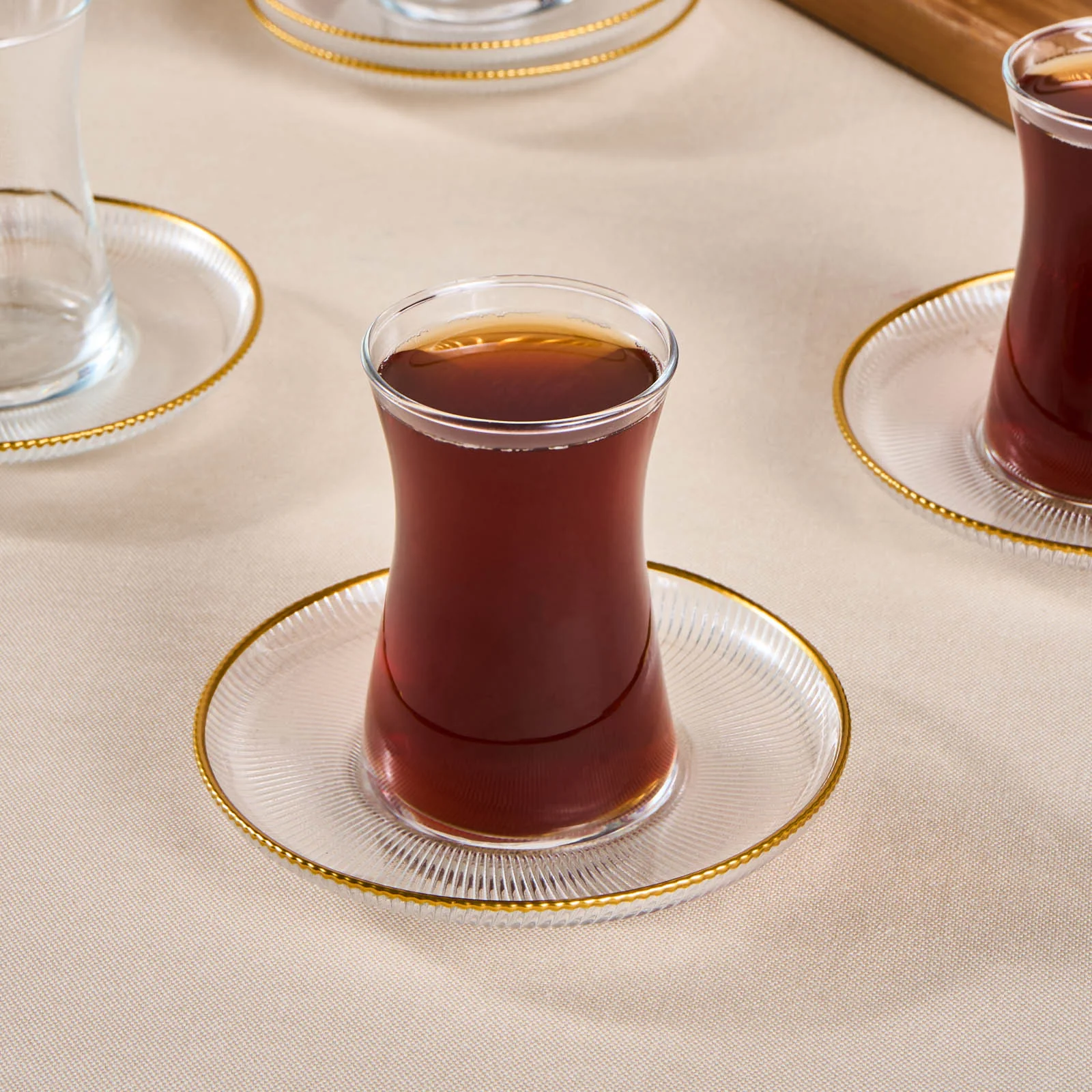Karaca Juliet 12-Piece Turkish Tea Set for 6 People, 170ml, Gold - Image 4
