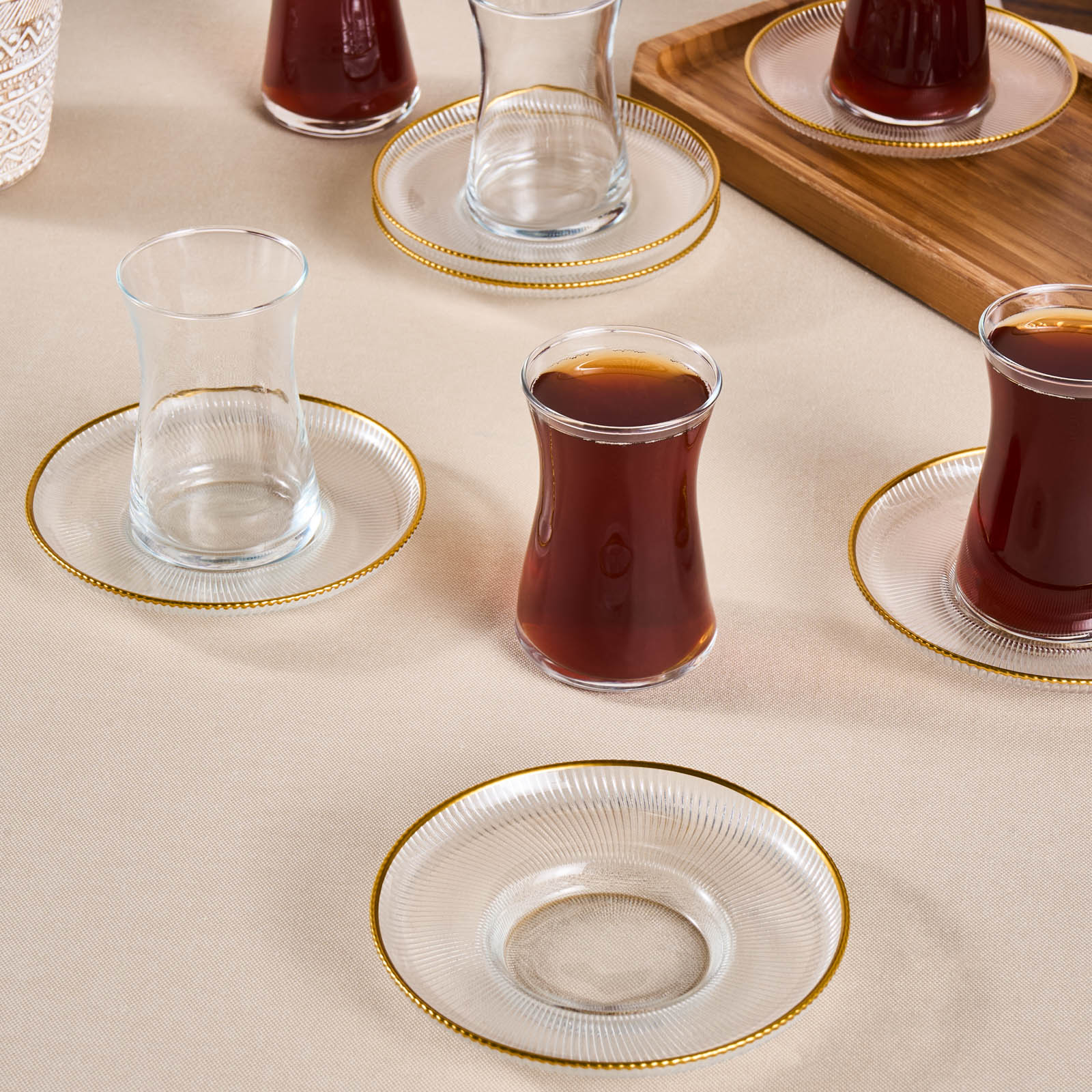 Karaca Juliet 12-Piece Turkish Tea Set for 6 People, 170ml, Gold - Image 6