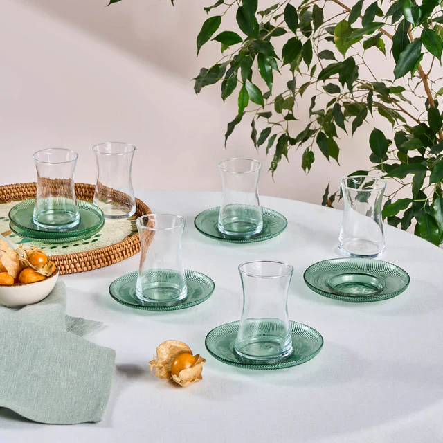 Karaca Juliet 12-Piece Turkish Tea Set for 6 People, Green - Image 2